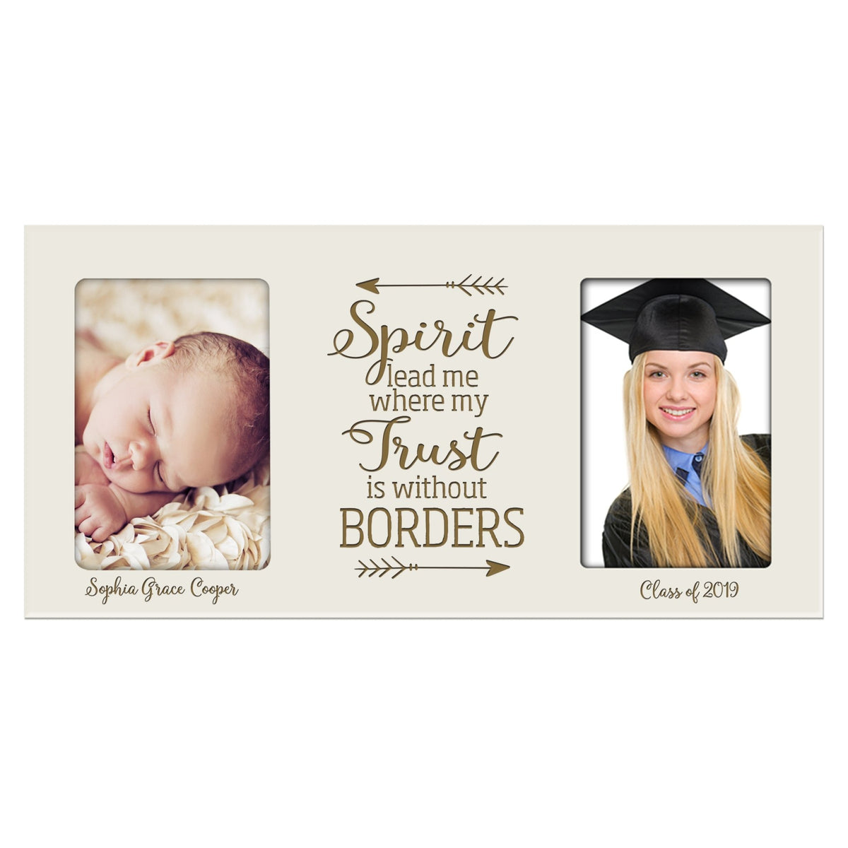 Personalized Graduation Double Photo Frame Gift - Spirit Lead Me - LifeSong Milestones