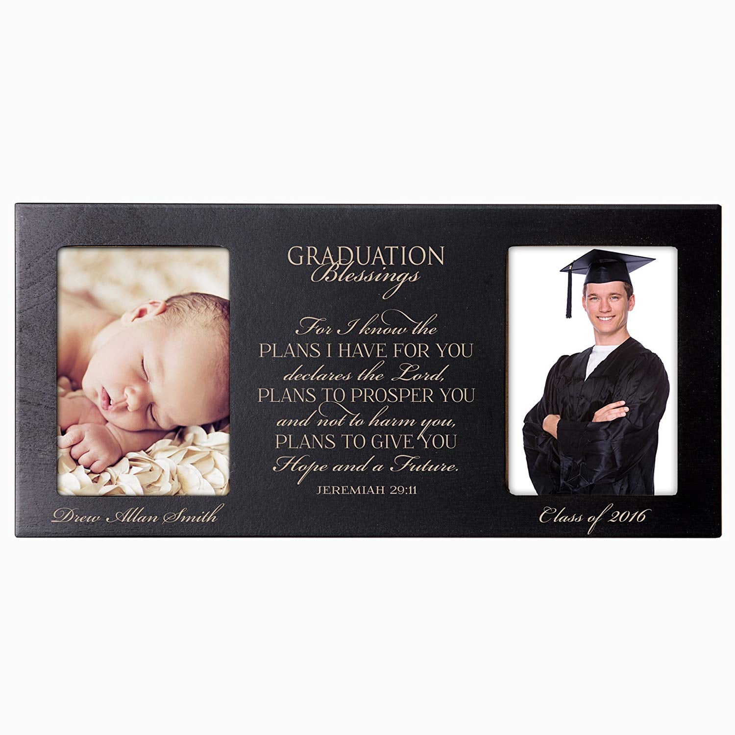 Personalized Graduation Double Photo Frame - Graduation Blessings - LifeSong Milestones