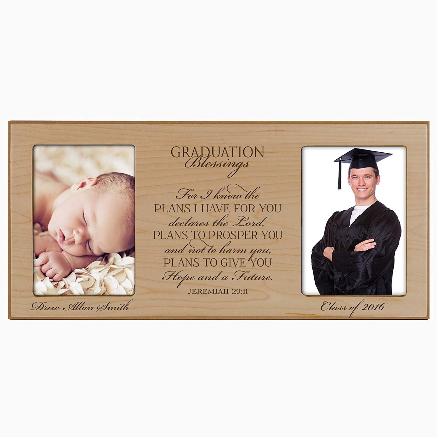 Personalized Graduation Double Photo Frame - Graduation Blessings - LifeSong Milestones
