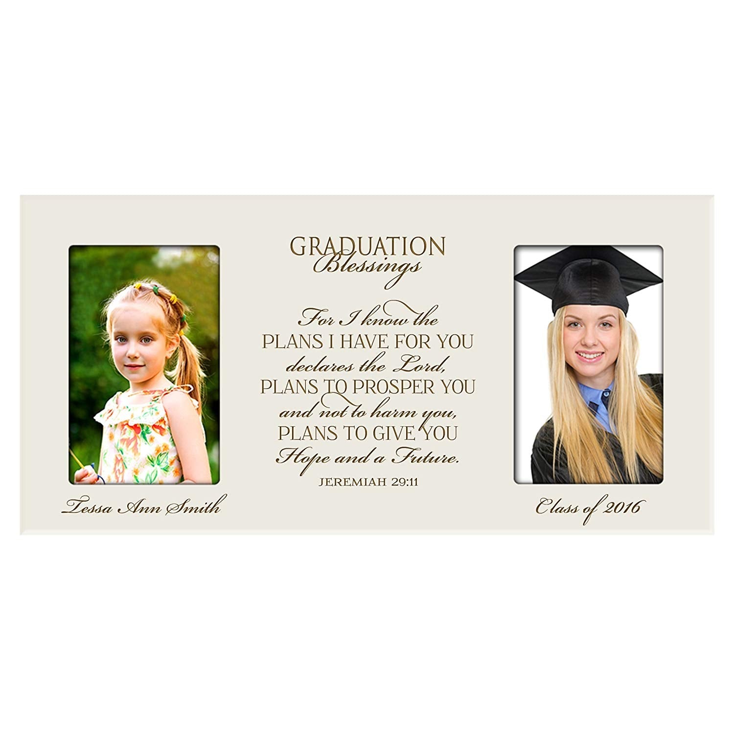 Personalized Graduation Double Photo Frame - Graduation Blessings - LifeSong Milestones