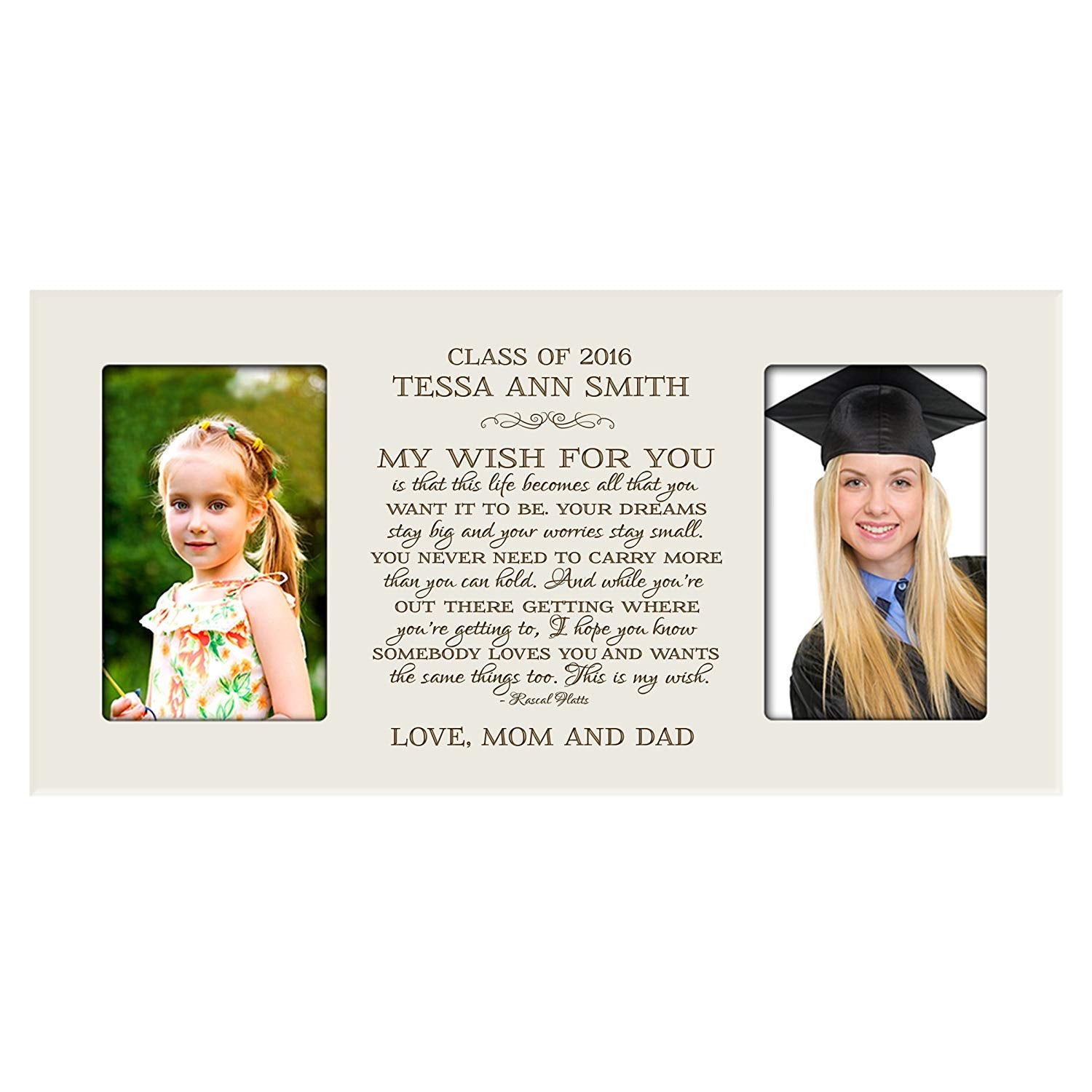 Personalized Graduation Double Photo Frame - My Wish For You - LifeSong Milestones