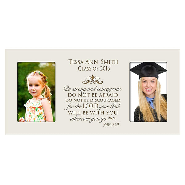 Personalized Graduation Double Photo Frame - Strong and Courageous ...