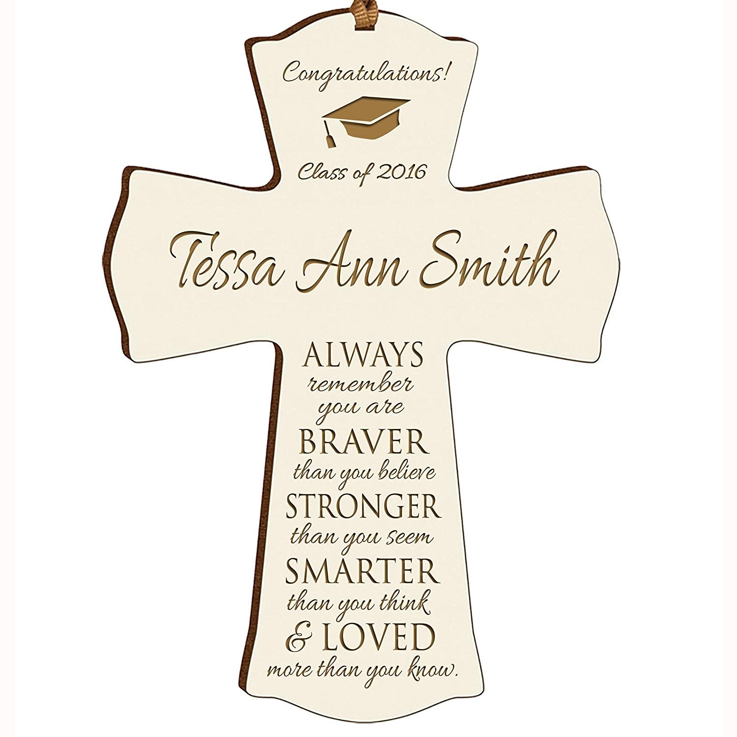 Personalized Graduation Gift Wall Cross - Congratulations - LifeSong Milestones