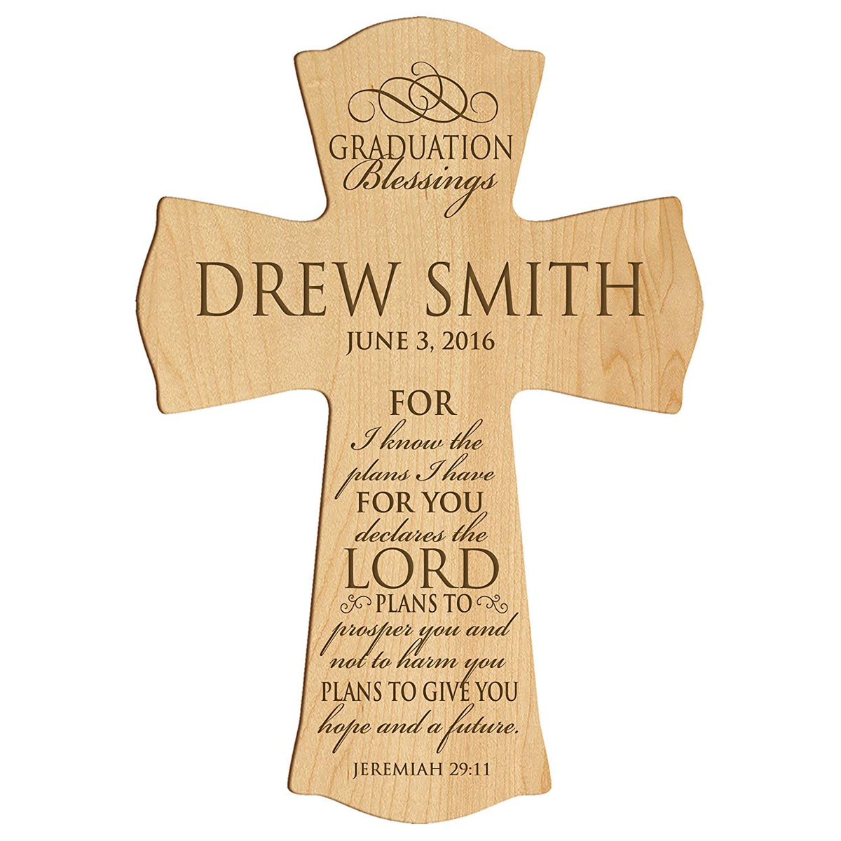 Personalized Graduation Gift Wall Cross - Jeremiah 29:11 - LifeSong Milestones