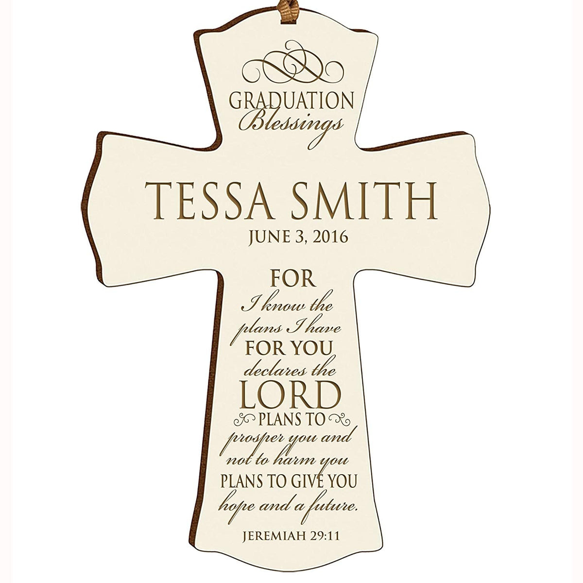 Personalized Graduation Gift Wall Cross - Jeremiah 29:11 - LifeSong Milestones