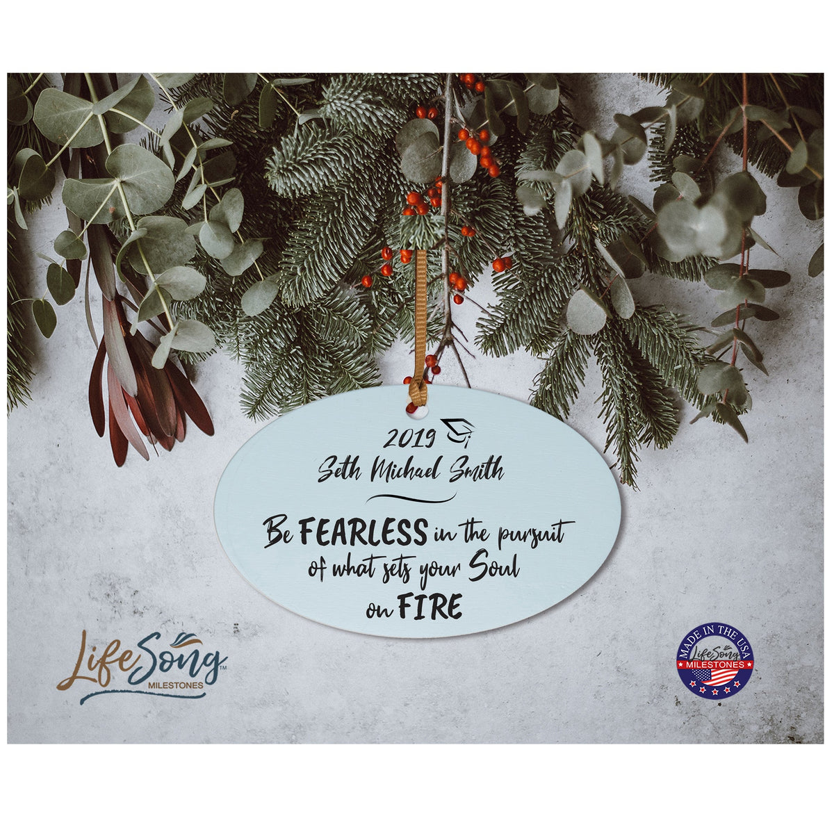 Personalized Graduation Ornament Gift for Graduate - Be Fearless - LifeSong Milestones