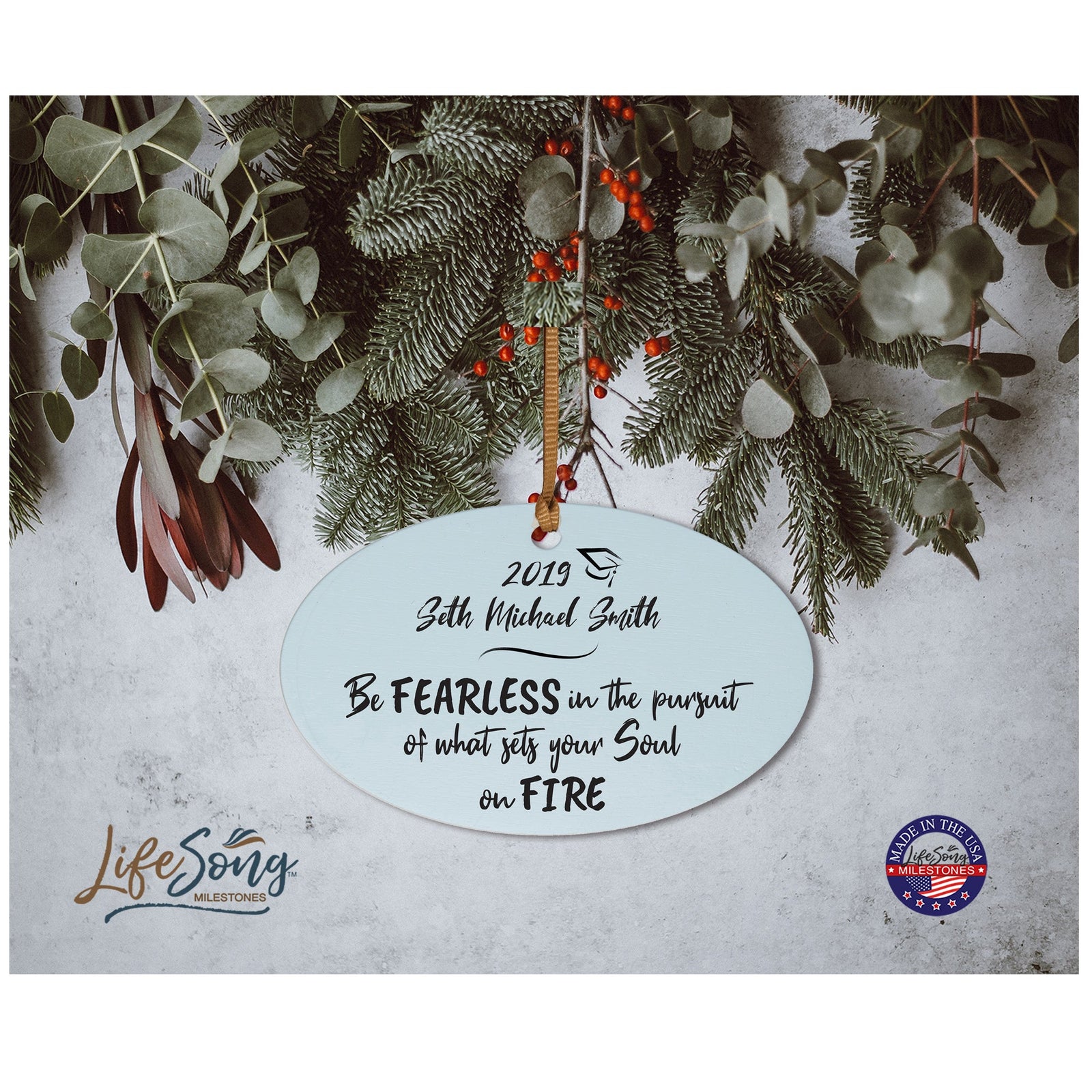 Personalized Graduation Ornament Gift for Graduate - Be Fearless - LifeSong Milestones