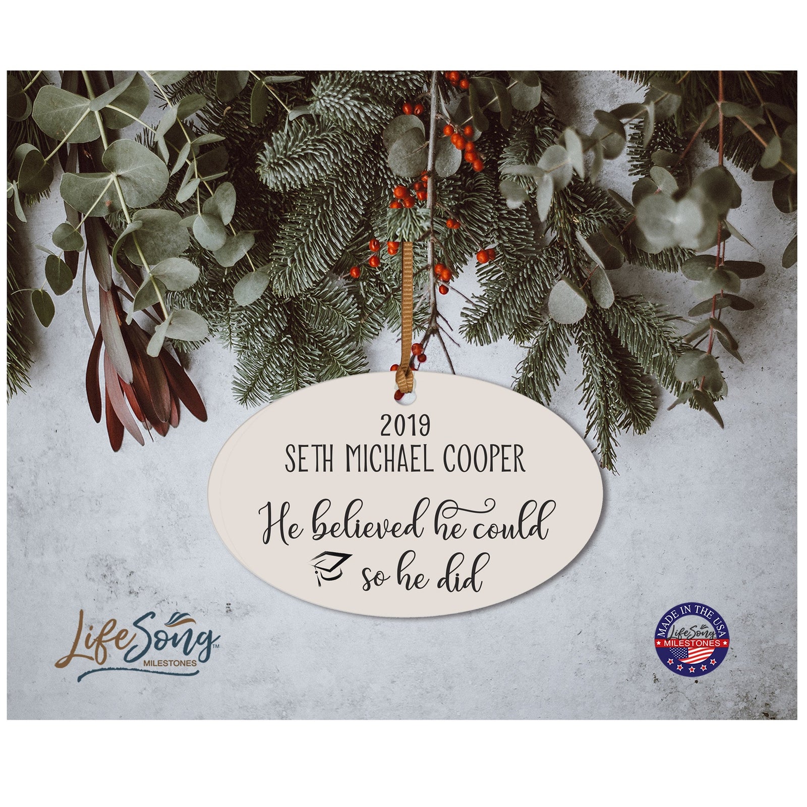 Personalized Graduation Ornament Gift for Graduate - He Believed - LifeSong Milestones