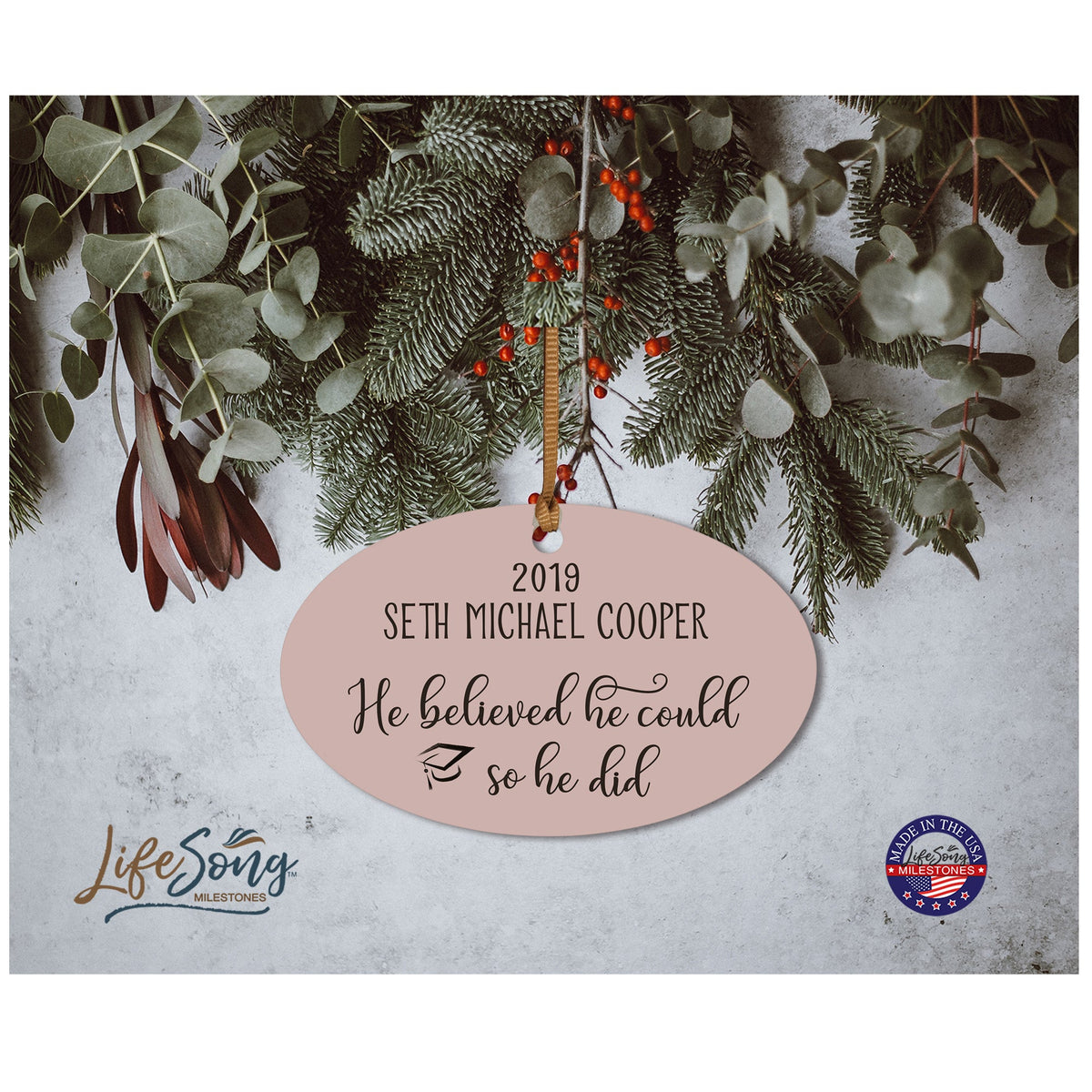 Personalized Graduation Ornament Gift for Graduate - He Believed - LifeSong Milestones