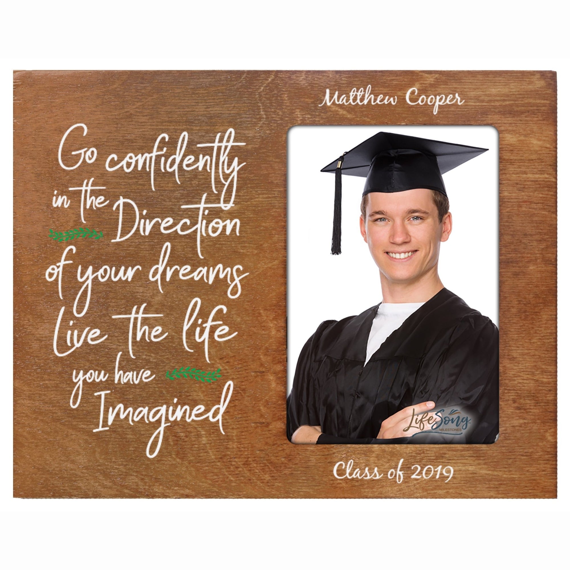 Personalized Graduation Photo Frame Gift - Go Confidently - LifeSong Milestones