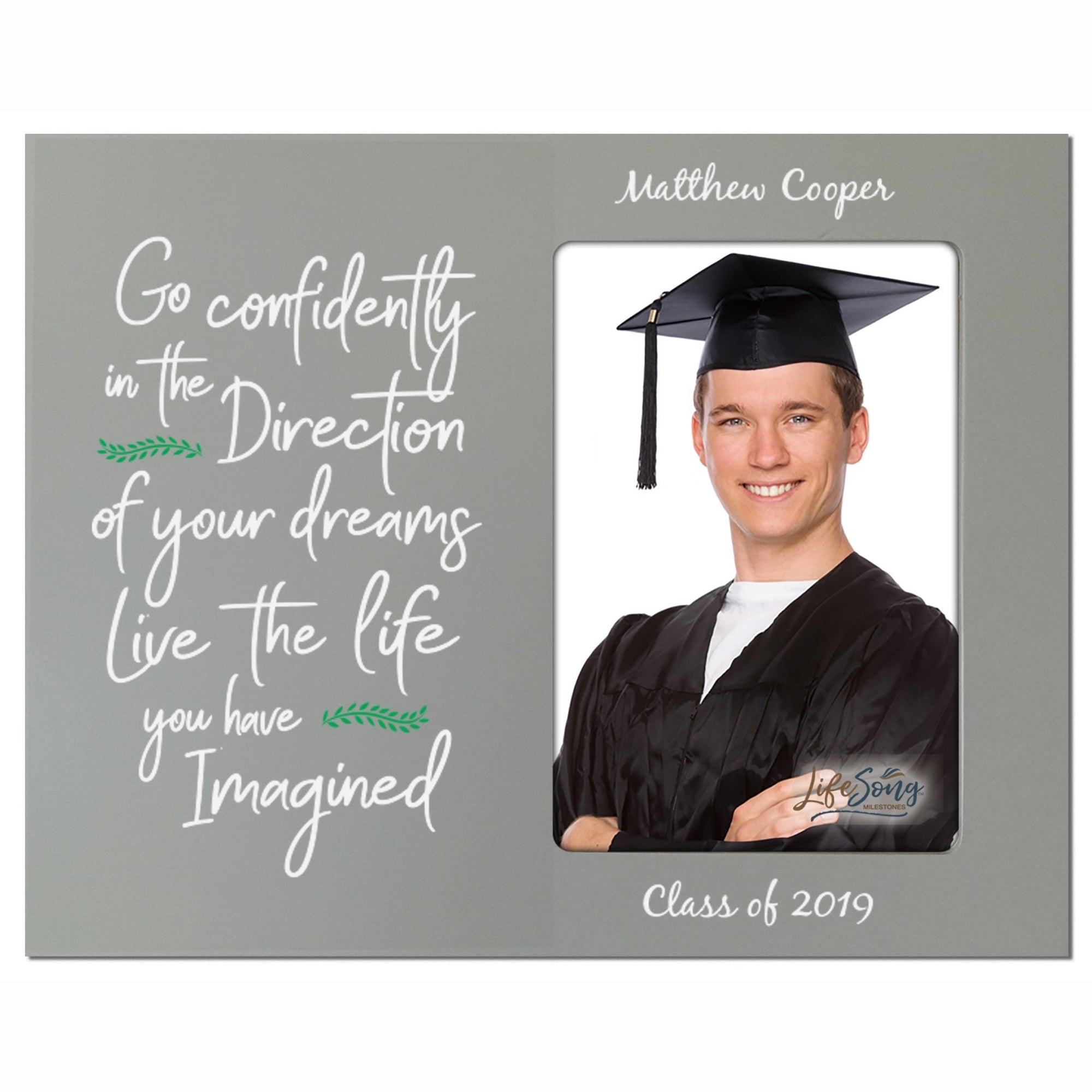 Personalized Graduation Photo Frame Gift - Go Confidently - LifeSong Milestones