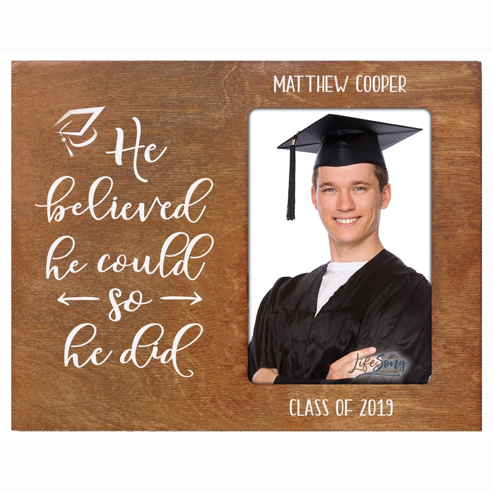 Personalized Graduation Photo Frame Gift - He Believed - LifeSong Milestones