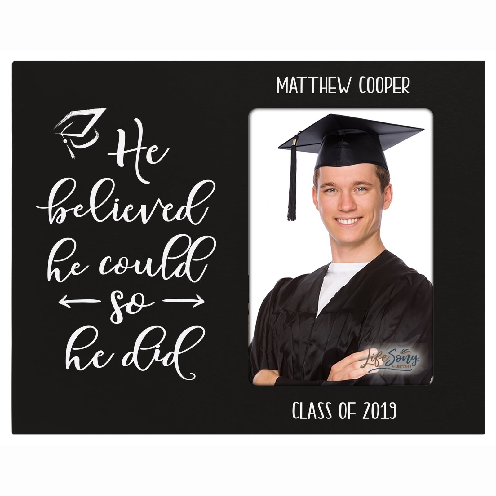 Personalized Graduation Photo Frame Gift - He Believed - LifeSong Milestones