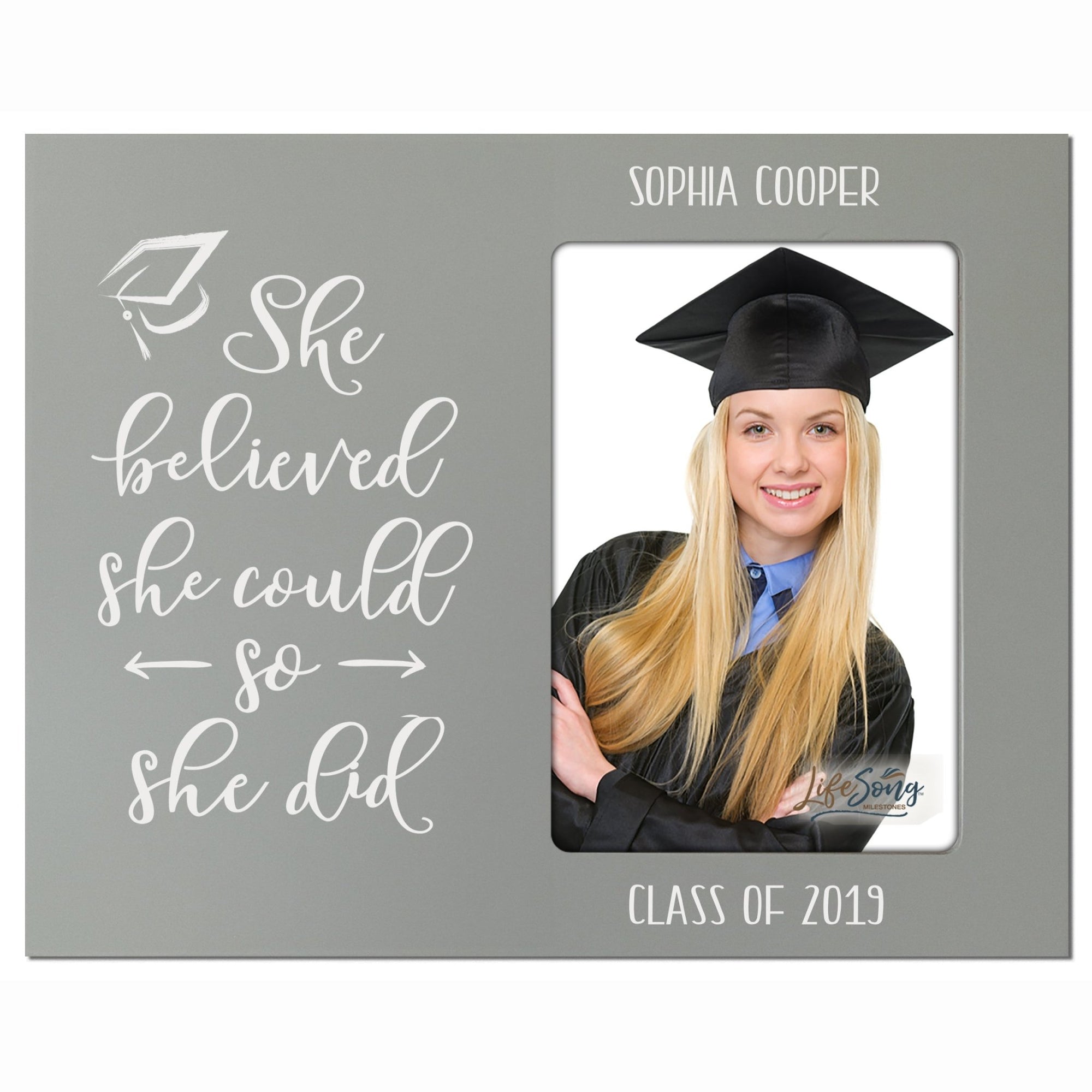 Personalized Graduation Photo Frame Gift - She Believed - LifeSong Milestones