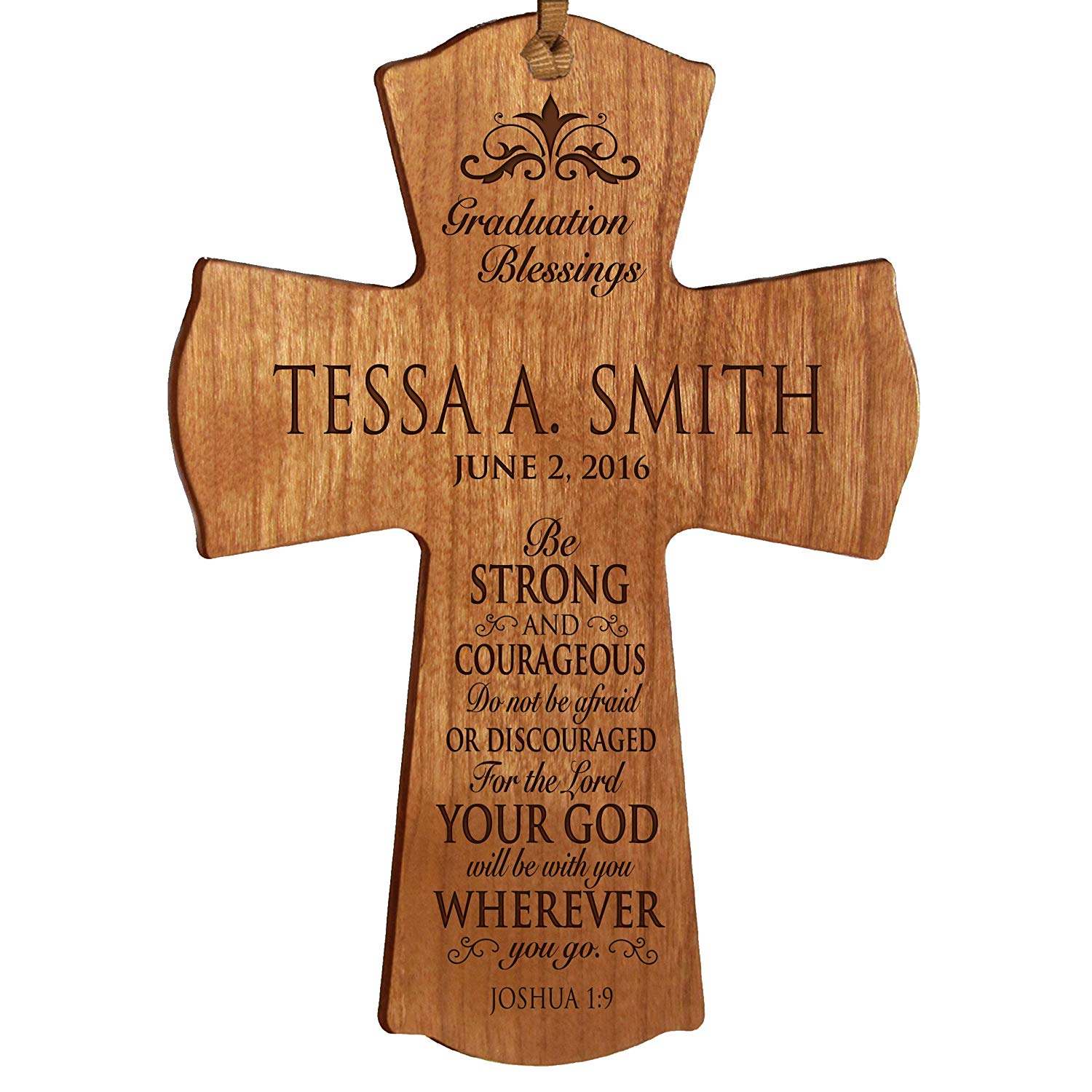 Personalized Graduation Wall Cross Gift - Be Strong And Courageous - LifeSong Milestones