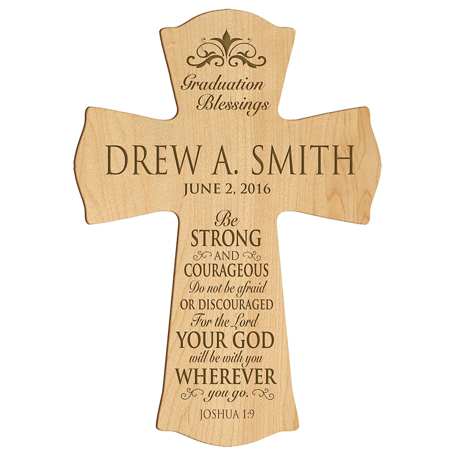 Personalized Graduation Wall Cross Gift - Strong and Courageous - LifeSong Milestones
