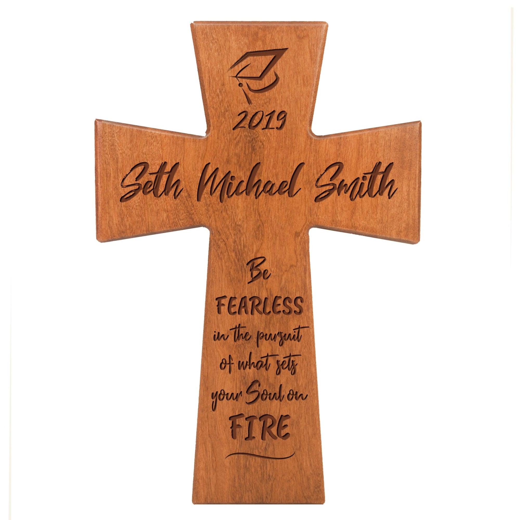 Personalized Graduation Wooden Wall Cross Gift - Be Fearless - LifeSong Milestones