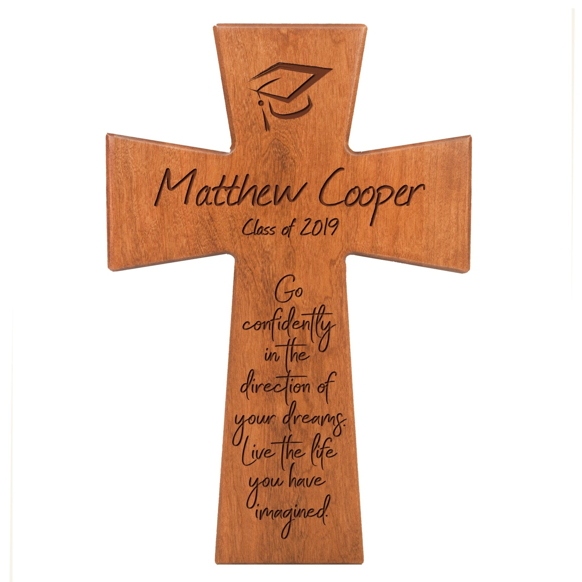 Personalized Graduation Wooden Wall Cross Gift - Go Confidently - LifeSong Milestones