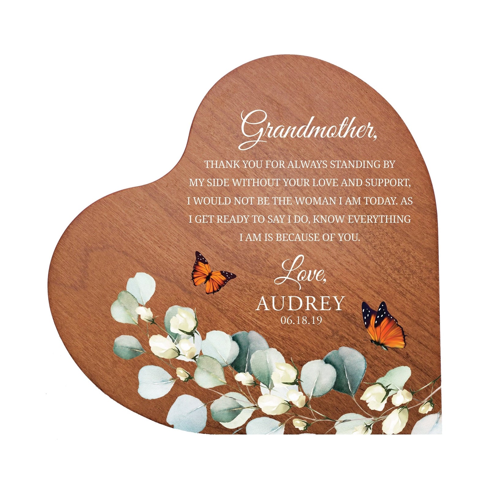 Personalized Grandmother’s Love Heart Block 5in with Inspirational verse - Grandmother Thank You - LifeSong Milestones