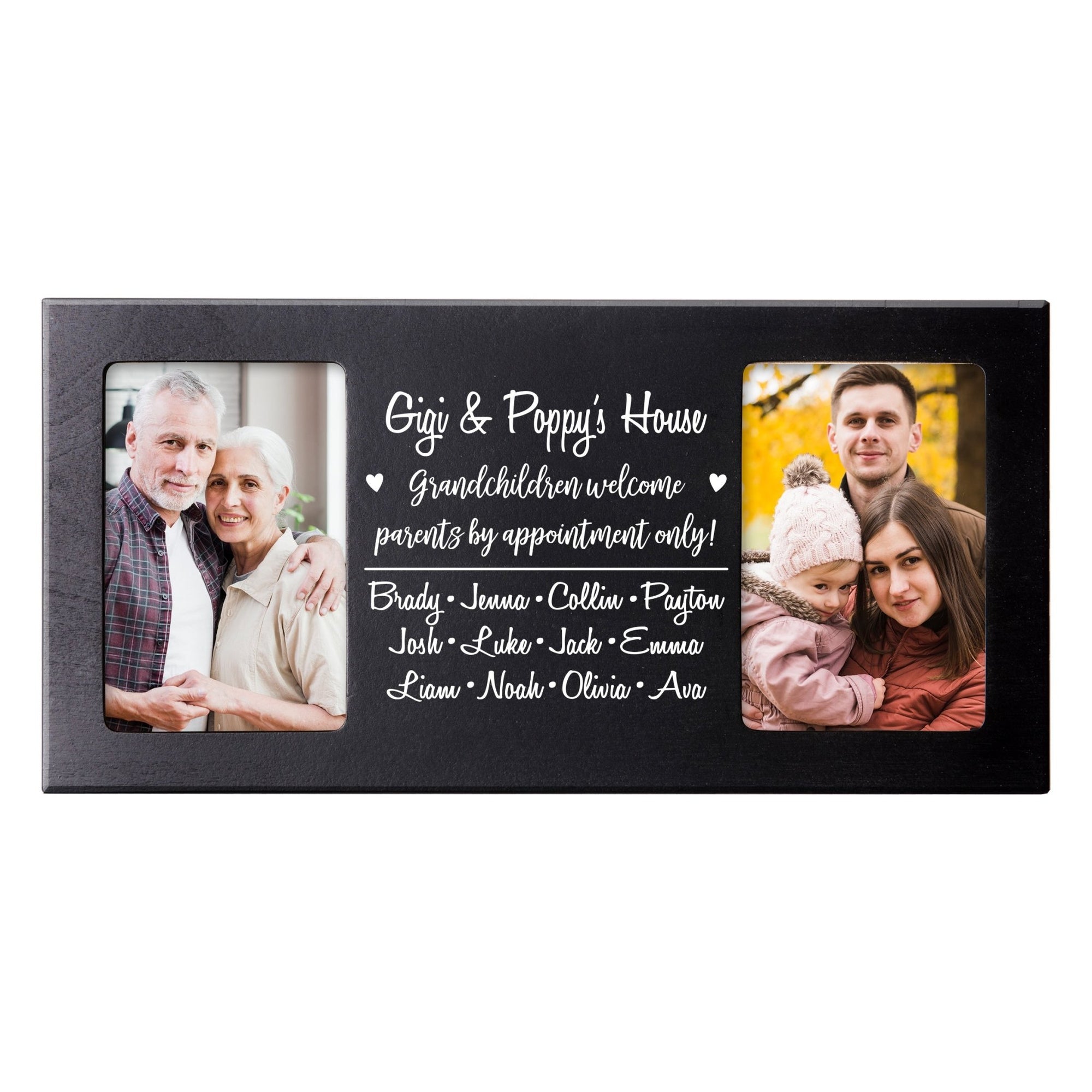 Personalized Grandparent Black Double 4”x6” Photo Frame - Welcome - LifeSong Milestones