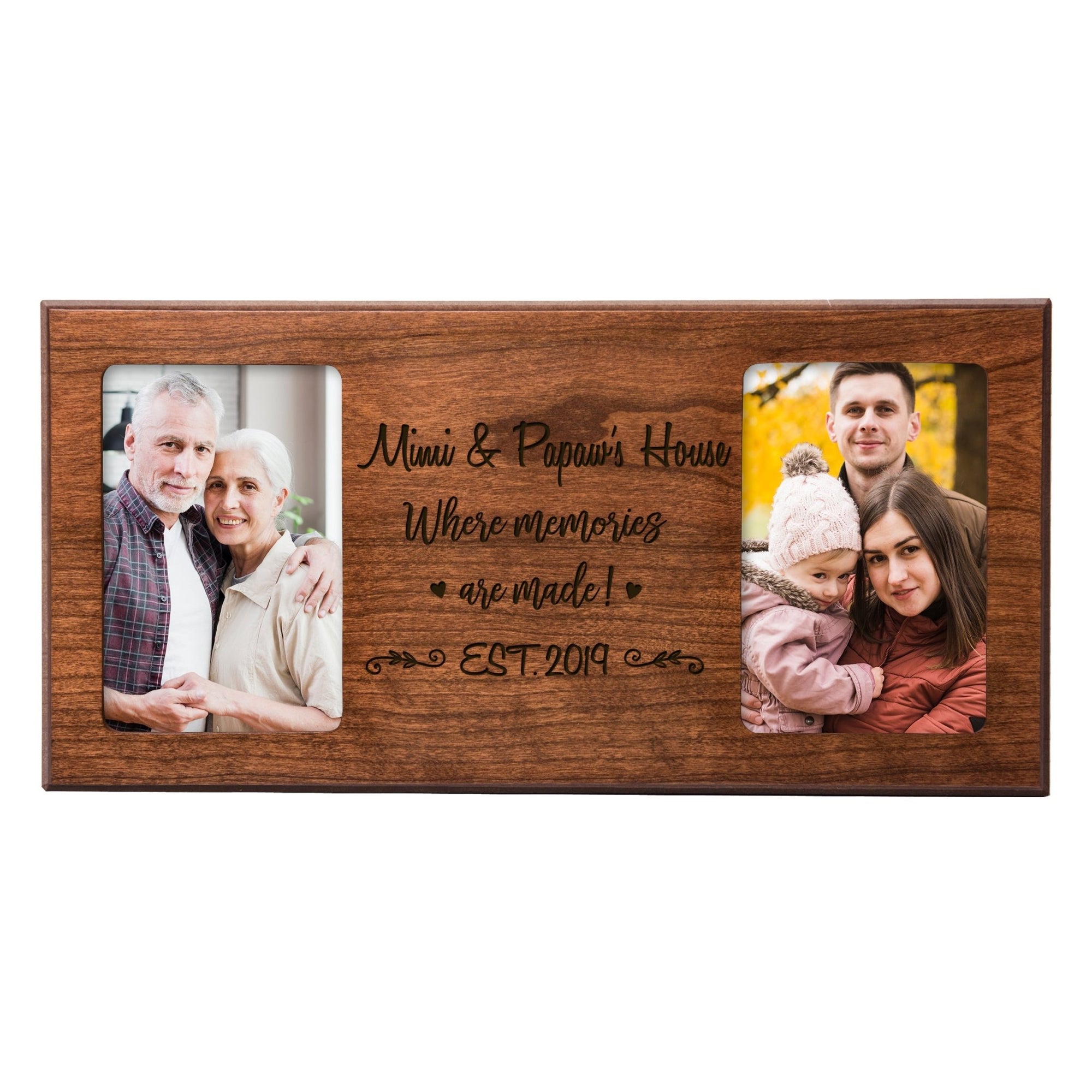 Personalized Grandparent Cherry Double 4”x6” Photo Frame - Memories - LifeSong Milestones