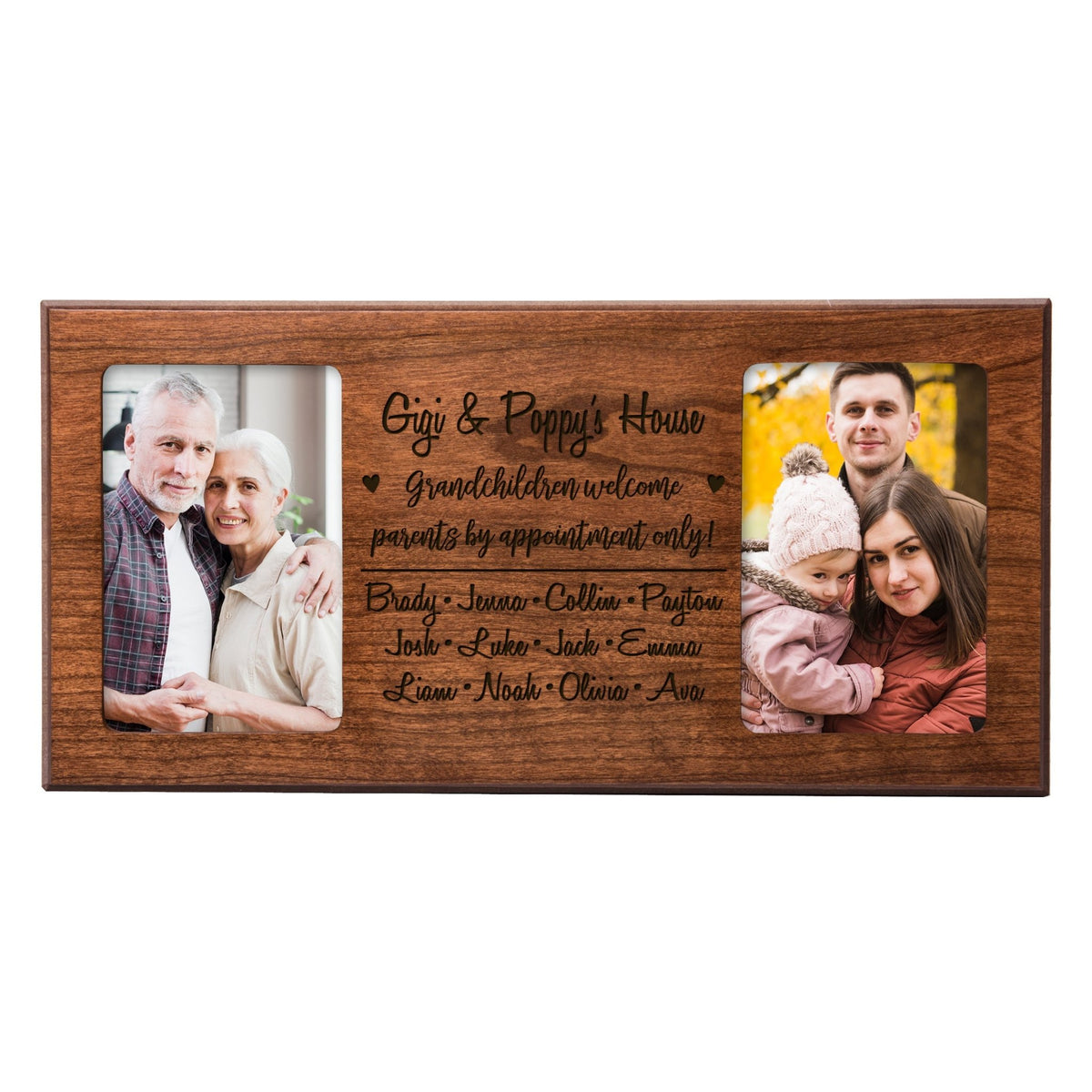 Personalized Grandparent Cherry Double 4”x6” Photo Frame - Welcome - LifeSong Milestones