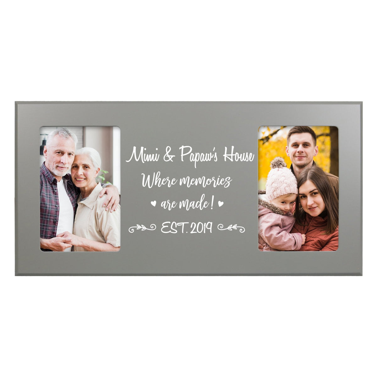 Personalized Grandparent Grey Double 4”x6” Photo Frame - Memories - LifeSong Milestones