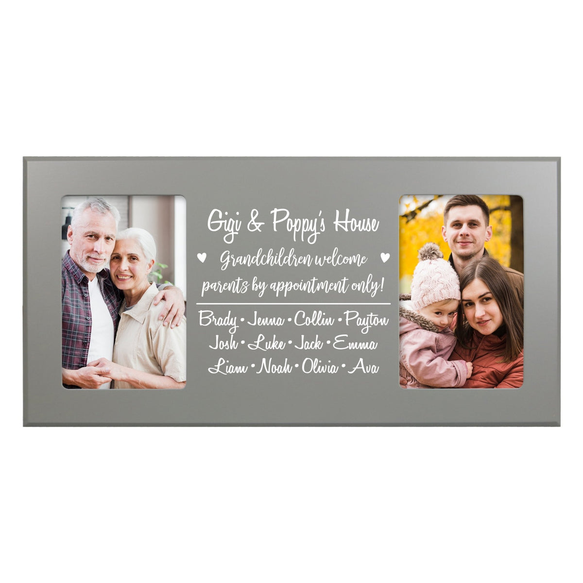 Personalized Grandparent Grey Double 4”x6” Photo Frame - Welcome - LifeSong Milestones