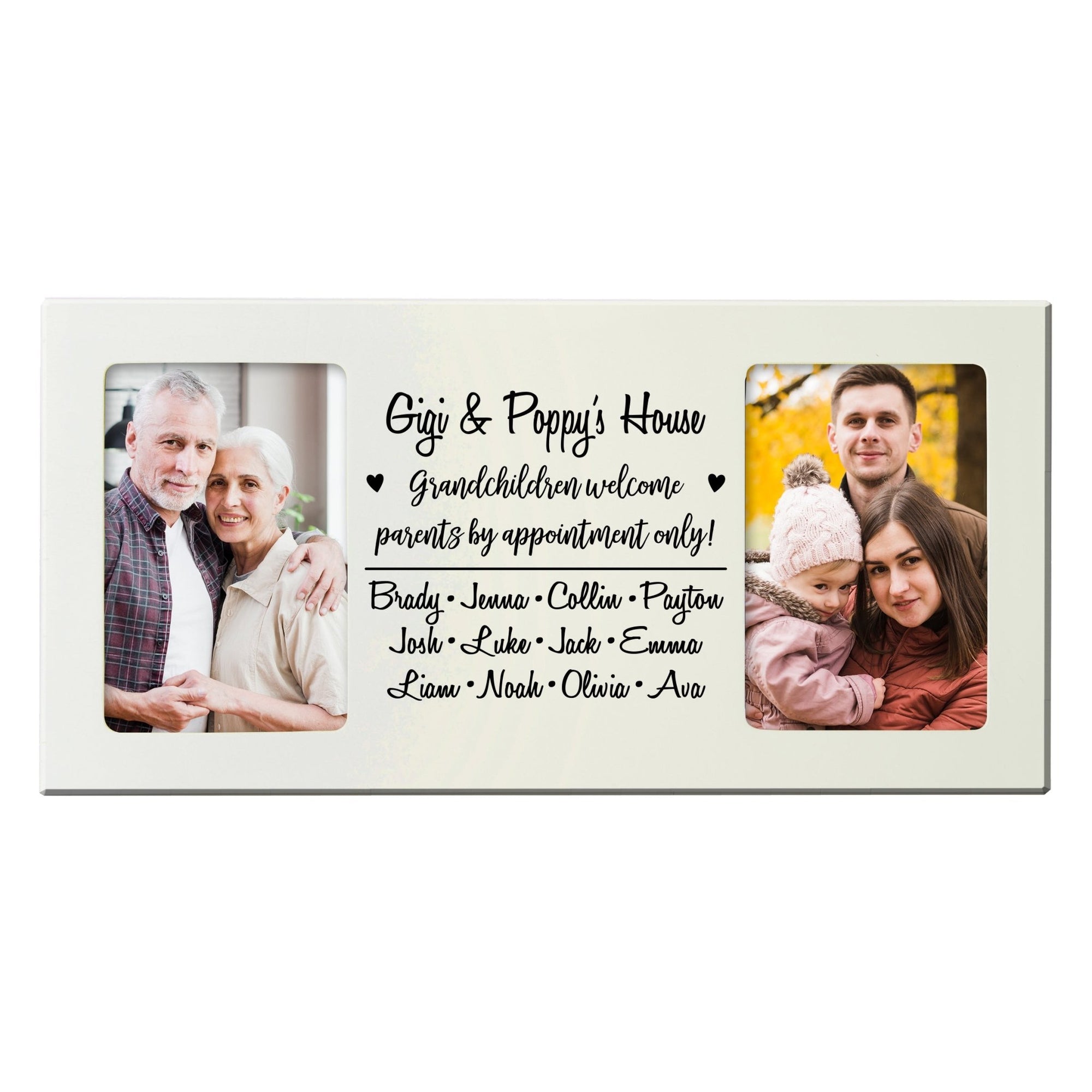 Personalized Grandparent Ivory Double 4”x6” Photo Frame - Welcome - LifeSong Milestones