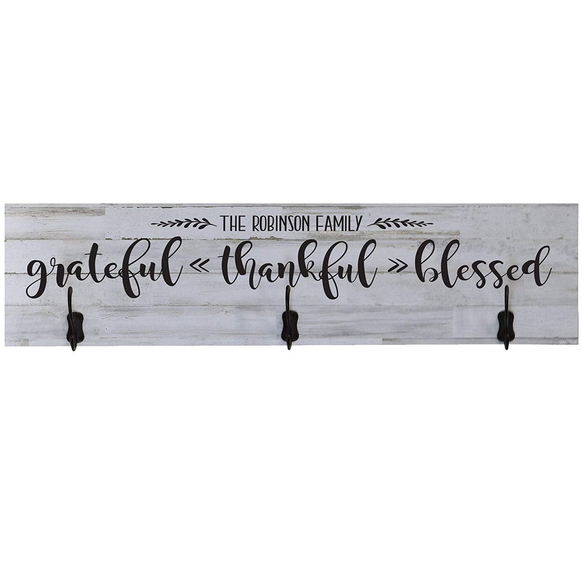 Personalized Grateful Thankful Blessed Coat Rack Wall Sign - LifeSong Milestones