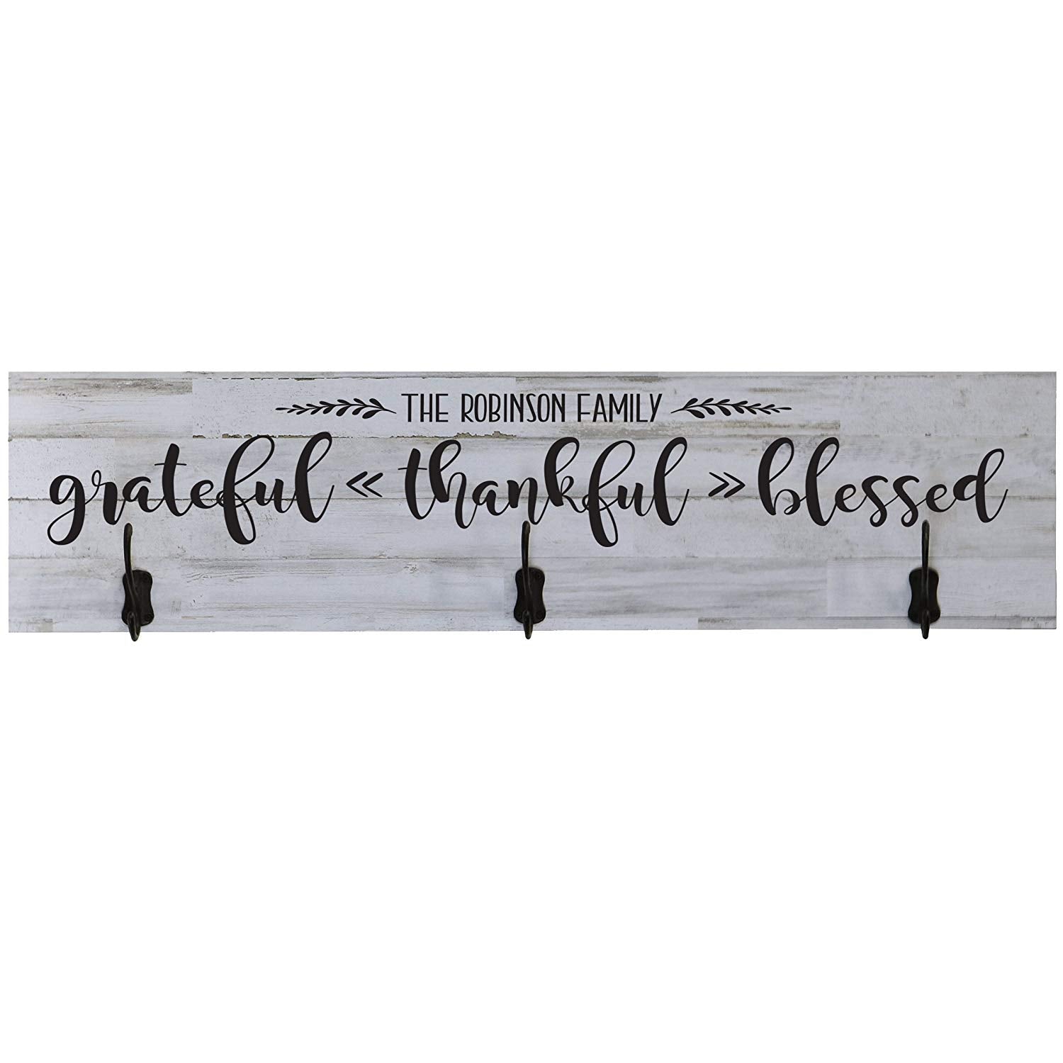 Personalized Grateful Thankful Blessed Coat Rack Wall Sign - LifeSong Milestones