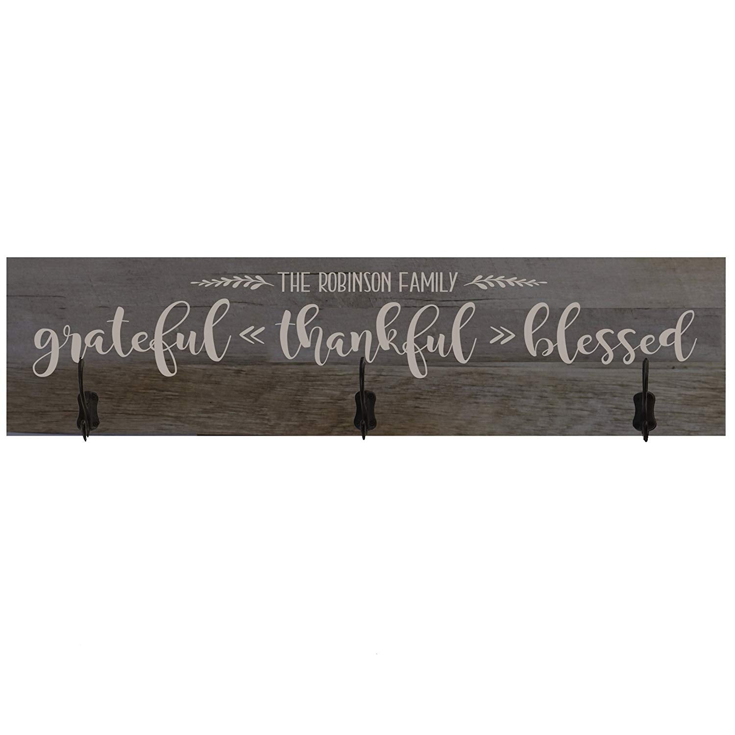 Personalized Grateful Thankful Blessed Coat Rack Wall Sign - LifeSong Milestones