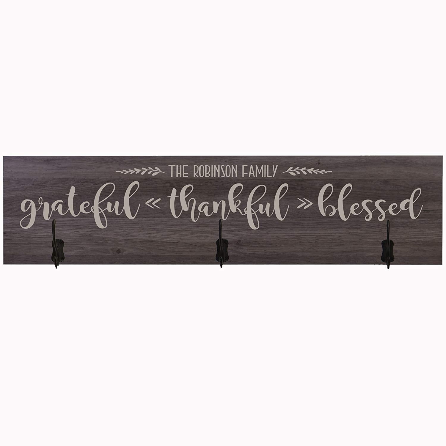 Personalized Grateful Thankful Blessed Coat Rack Wall Sign - LifeSong Milestones