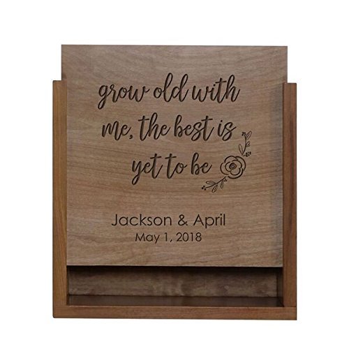 Personalized Grow Old With Me Wooden Wedding Card Box with Sliding Top - LifeSong Milestones
