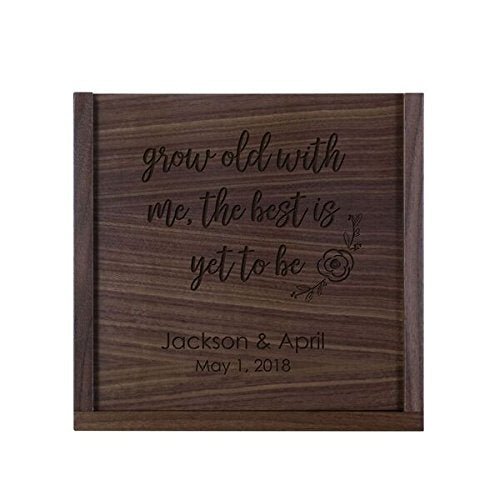 Personalized Grow Old With Me Wooden Wedding Card Box with Sliding Top - LifeSong Milestones