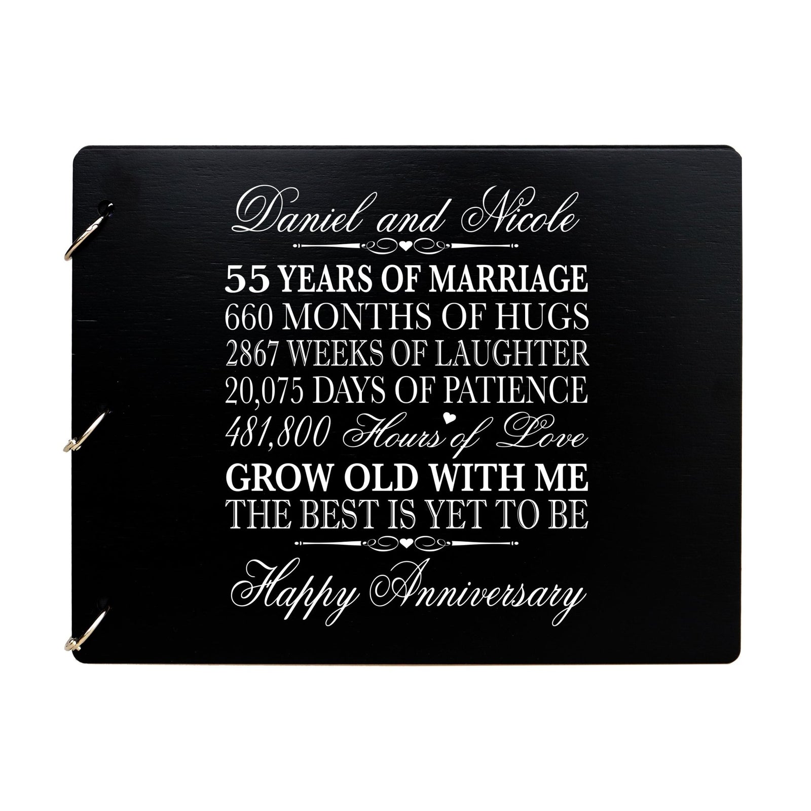 Personalized Guest Book Sign for 55th Wedding Anniversary - Grow Old With Me - LifeSong Milestones