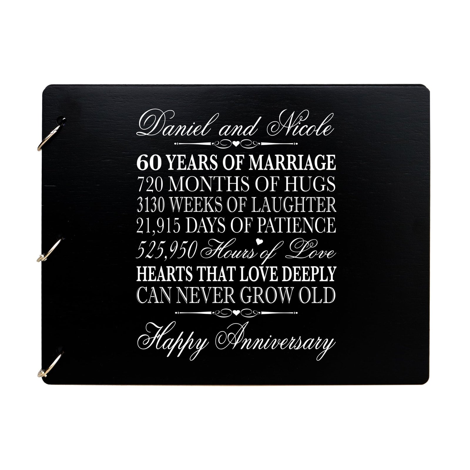 Personalized Guest Book Sign for 60th Wedding Anniversary - Hearts That Love - LifeSong Milestones