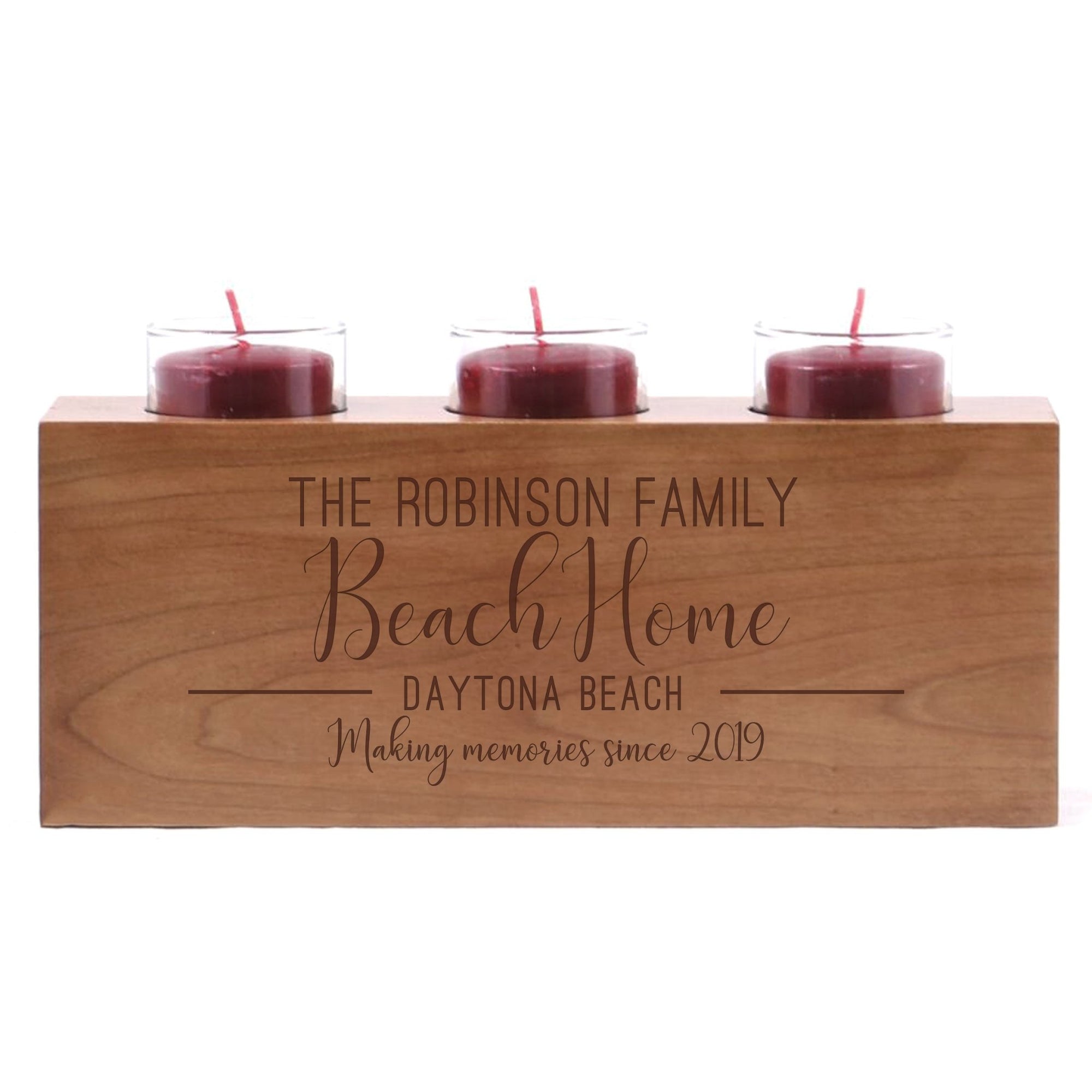 Personalized Handcrafted Cherry Candle Holder - Beach Home - LifeSong Milestones