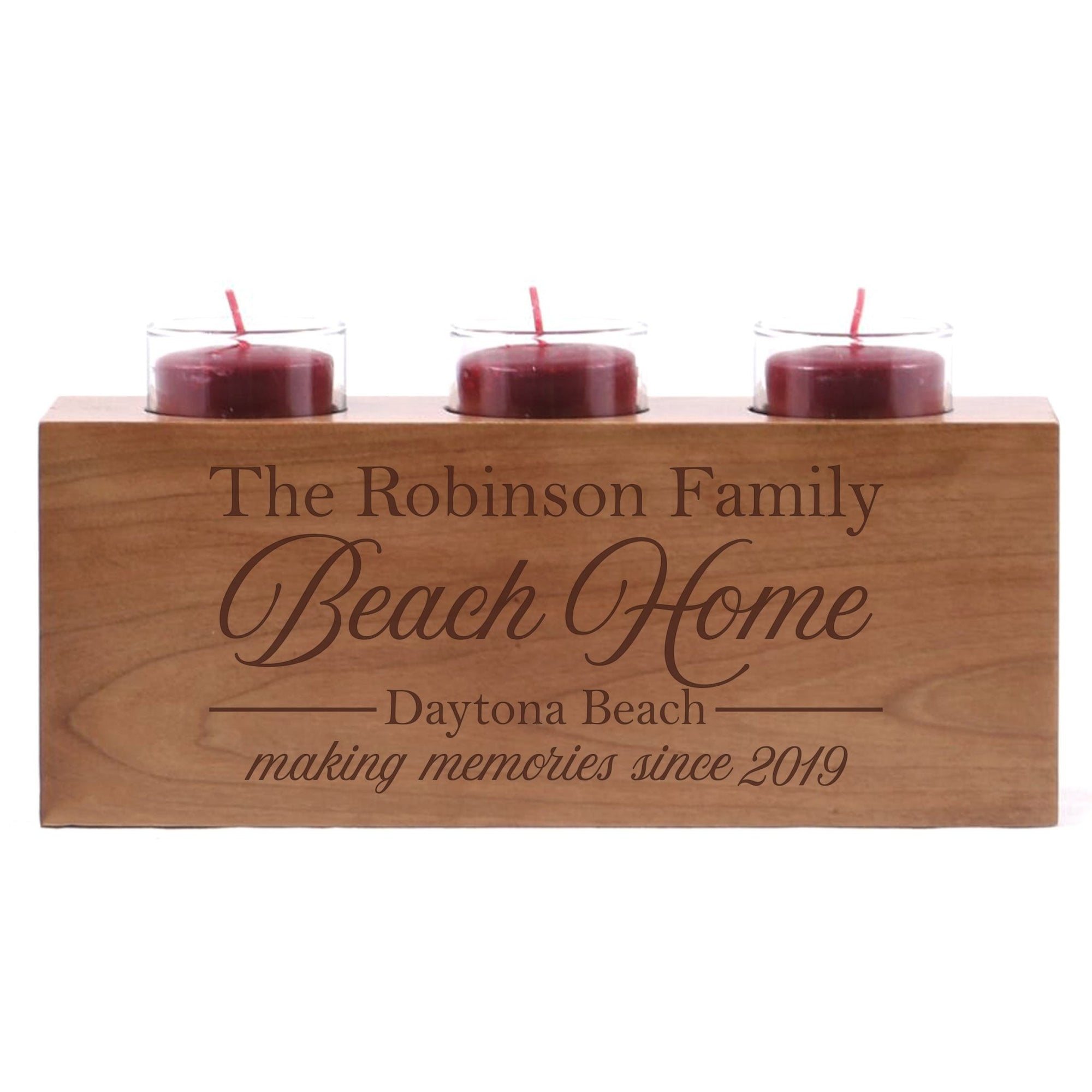 Personalized Handcrafted Cherry Candle Holder - Beach Home - LifeSong Milestones
