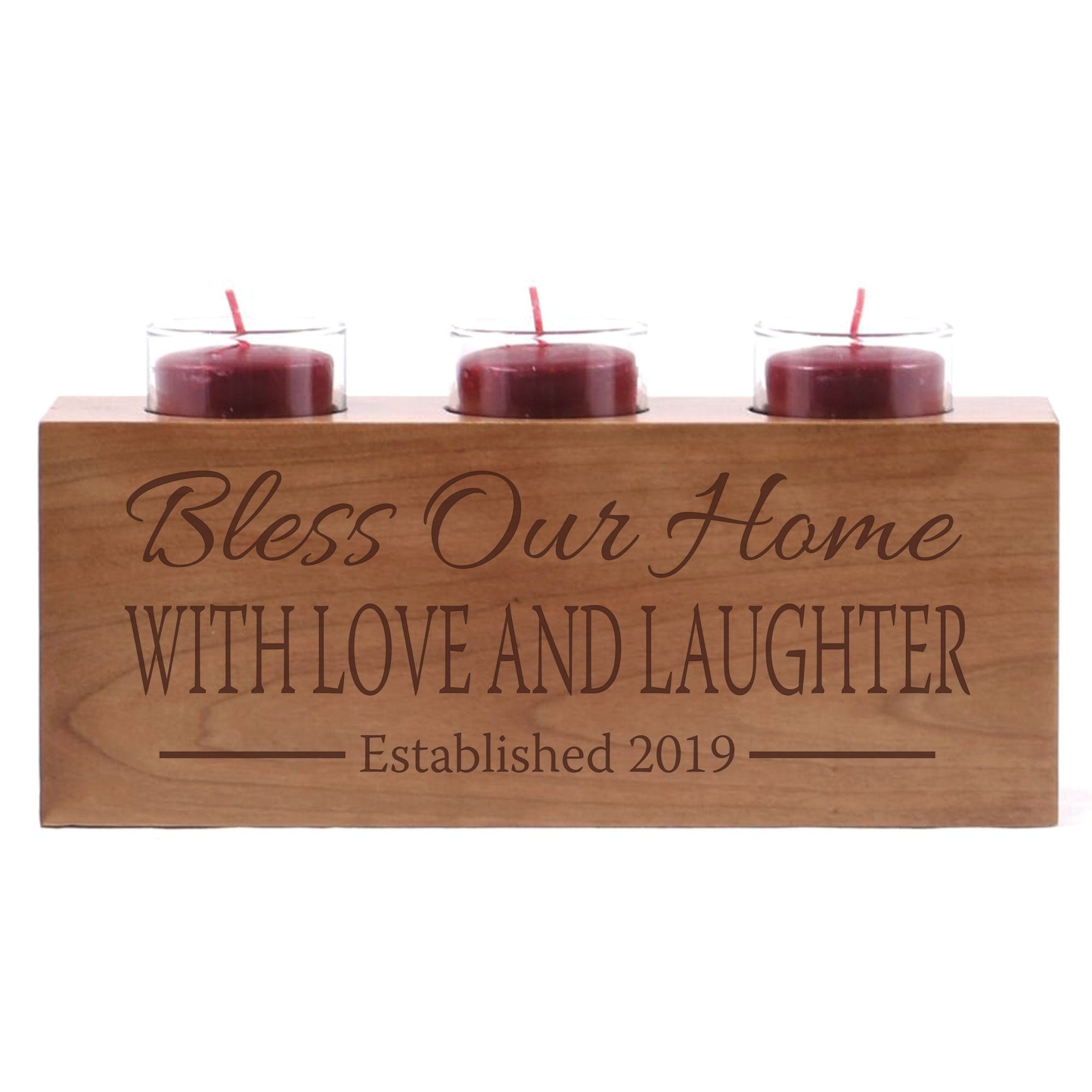 Personalized Handcrafted Cherry Candle Holder - Bless Our Home - LifeSong Milestones