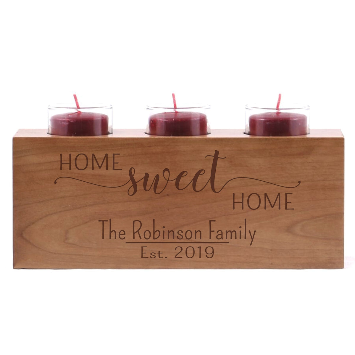Personalized Handcrafted Cherry Candle Holder - Home Sweet Home - LifeSong Milestones