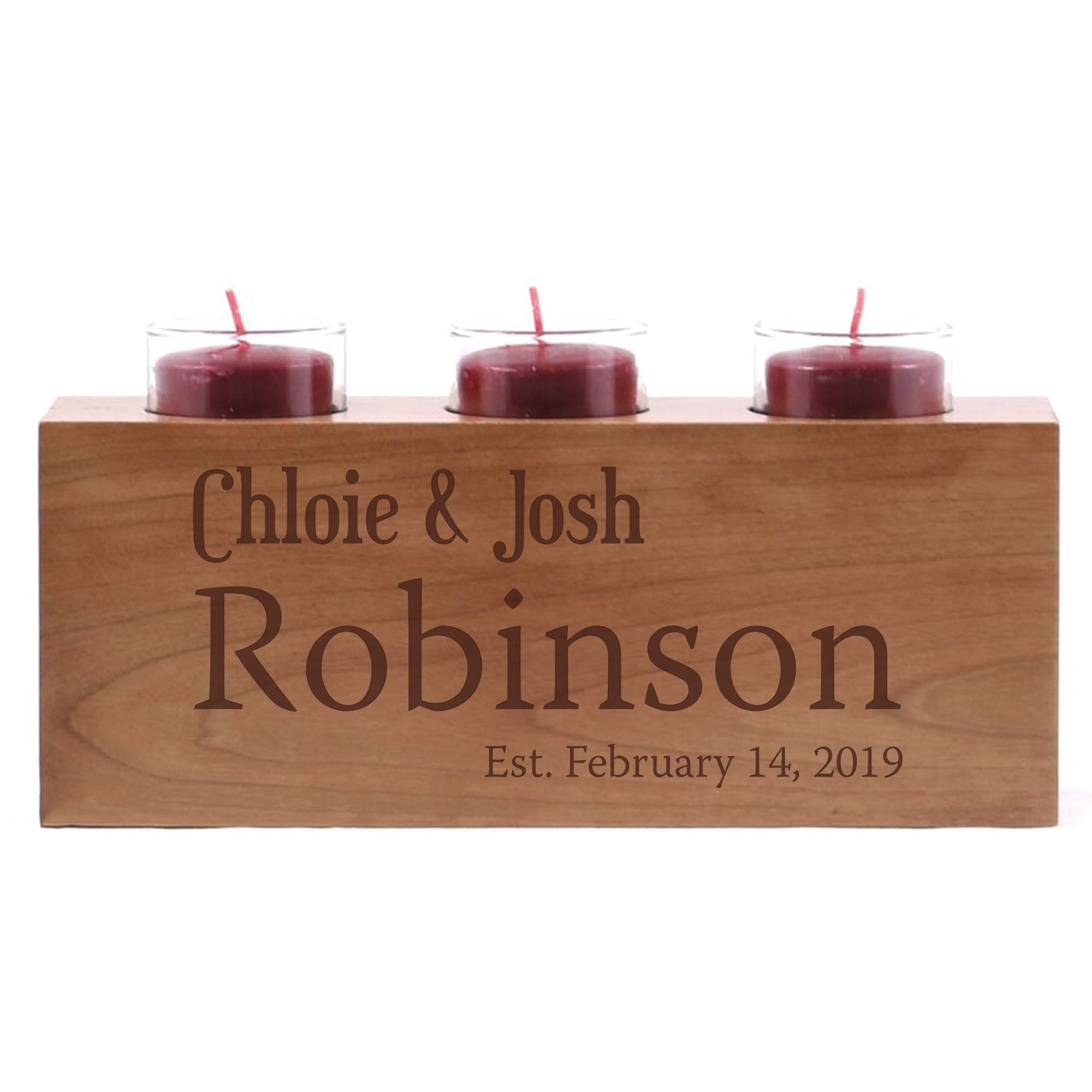 Personalized Handcrafted Established Home Cherry Candle Holder - LifeSong Milestones