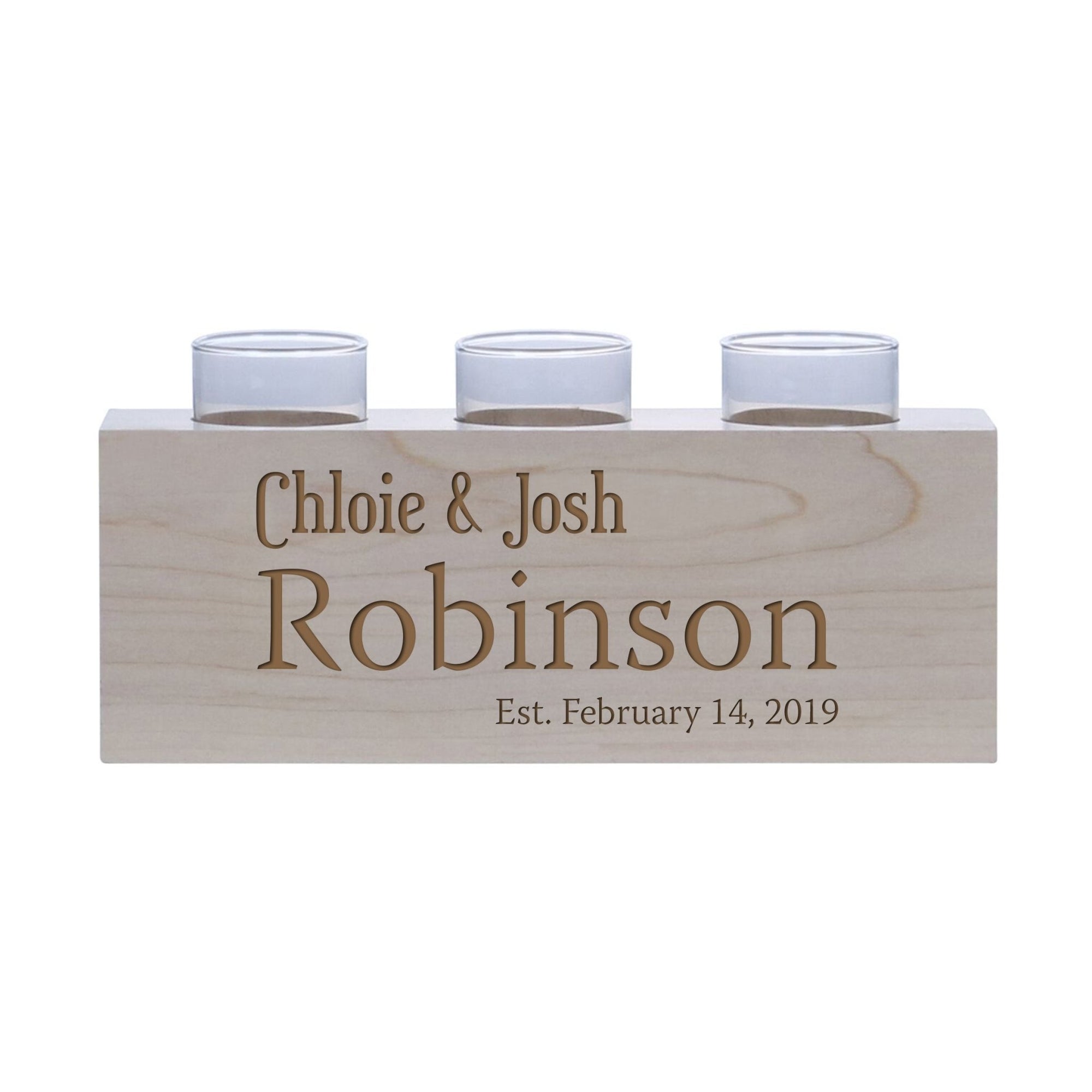 Personalized Handcrafted Established Home Maple Candle Holder - LifeSong Milestones