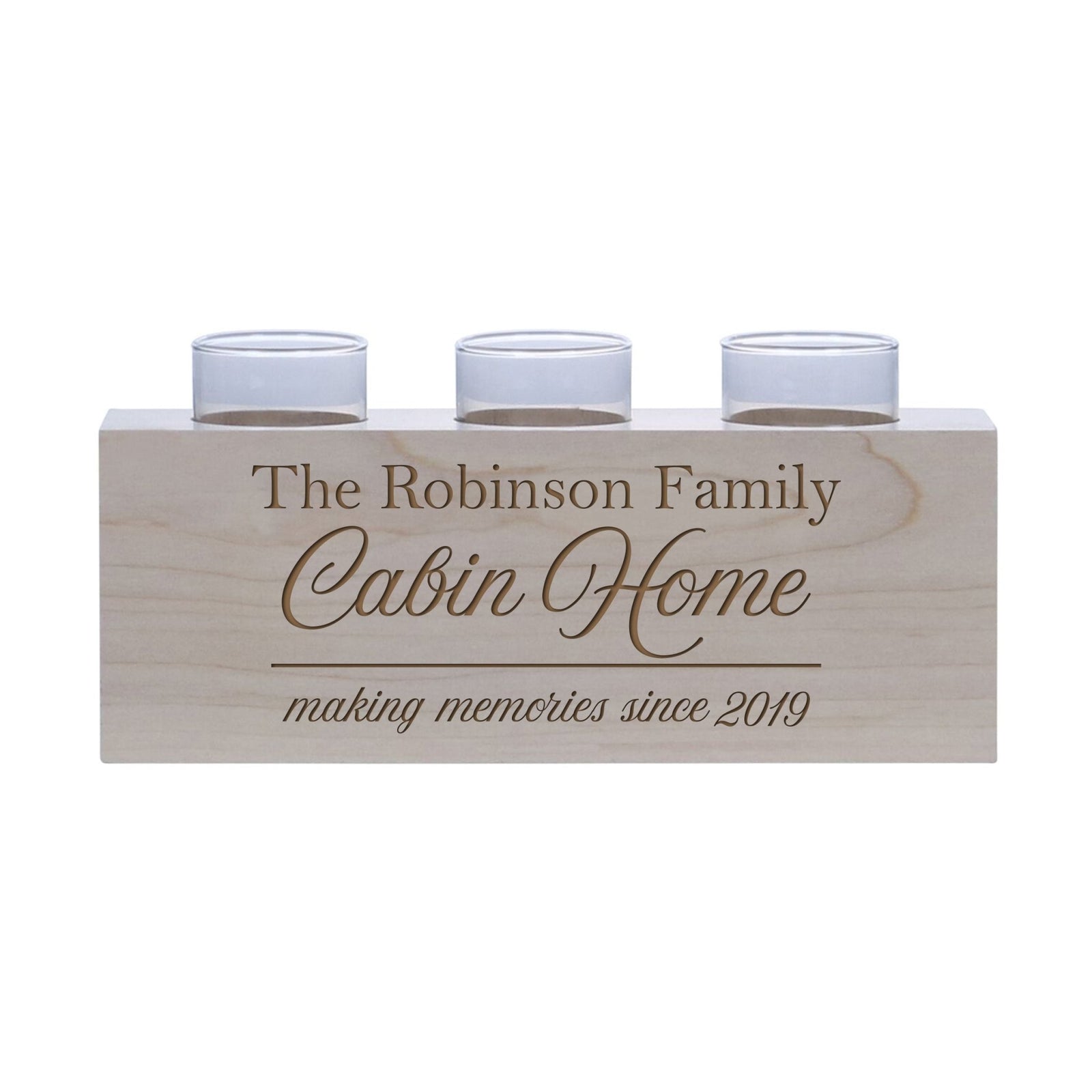 Personalized Handcrafted Maple Cabin Candle Holder - Cabin Home - LifeSong Milestones