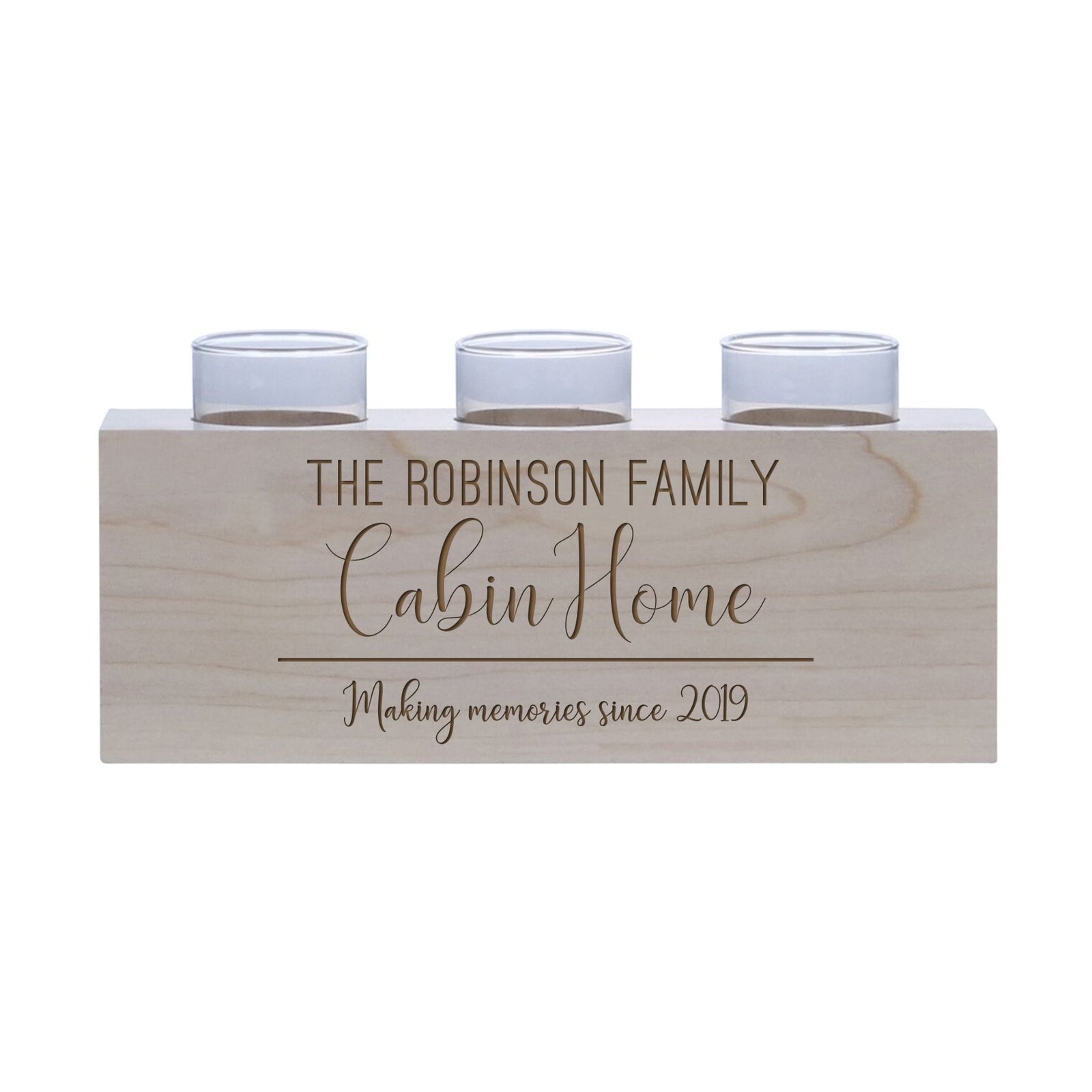 Personalized Handcrafted Maple Cabin Candle Holder - Cabin Home - LifeSong Milestones