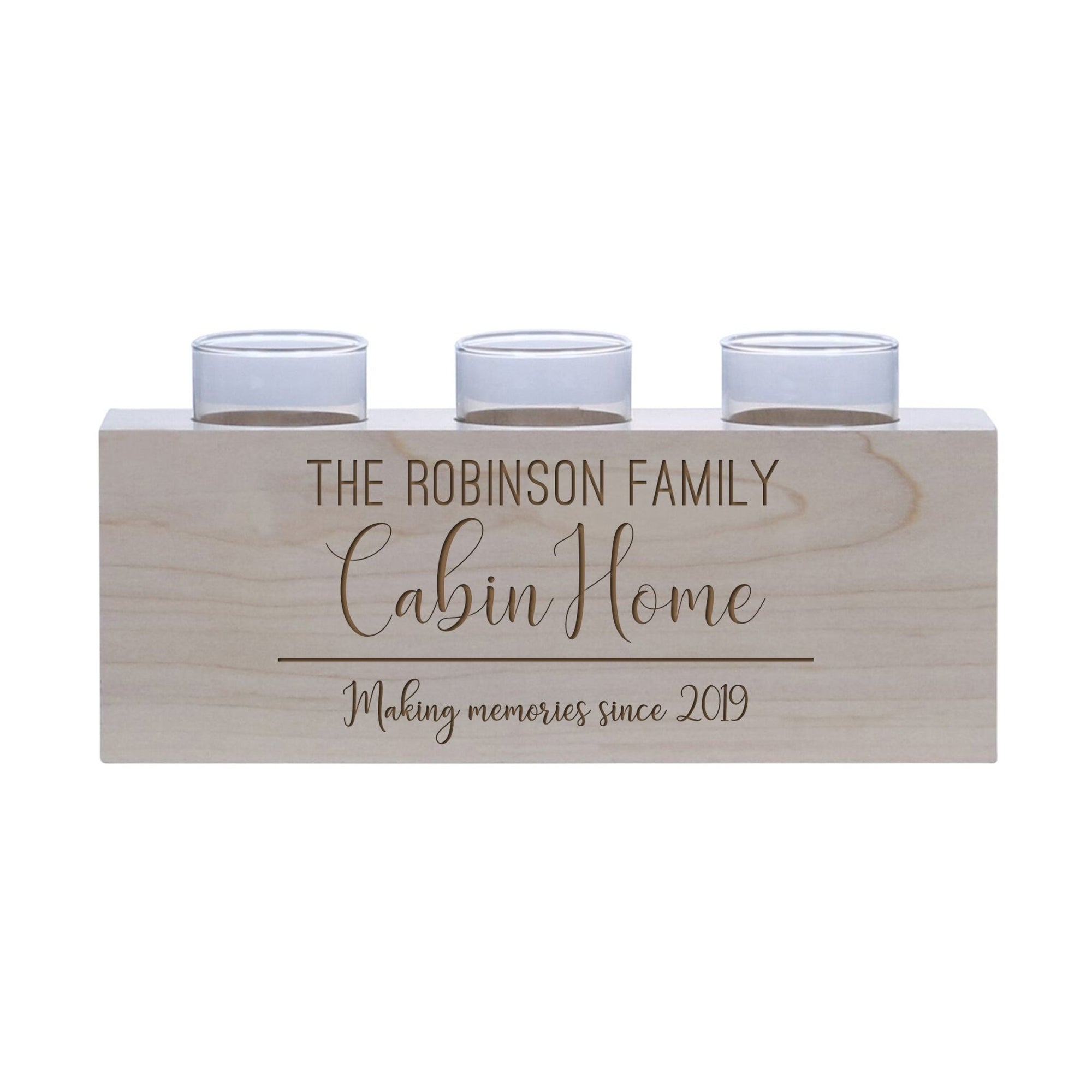 Personalized Handcrafted Maple Cabin Candle Holder - Cabin Home - LifeSong Milestones
