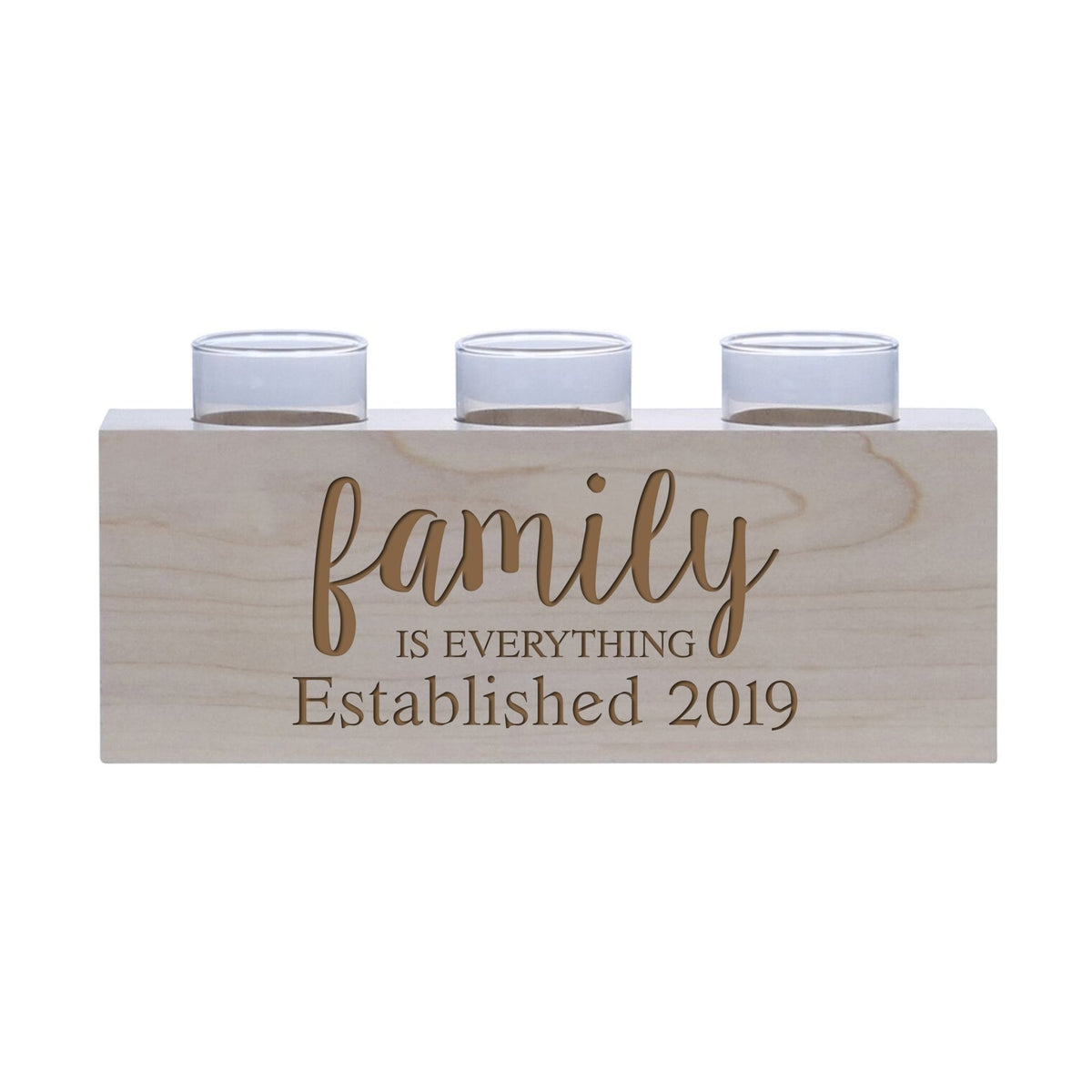 Personalized Handcrafted Maple Candle Holder - Family Is Everything - LifeSong Milestones