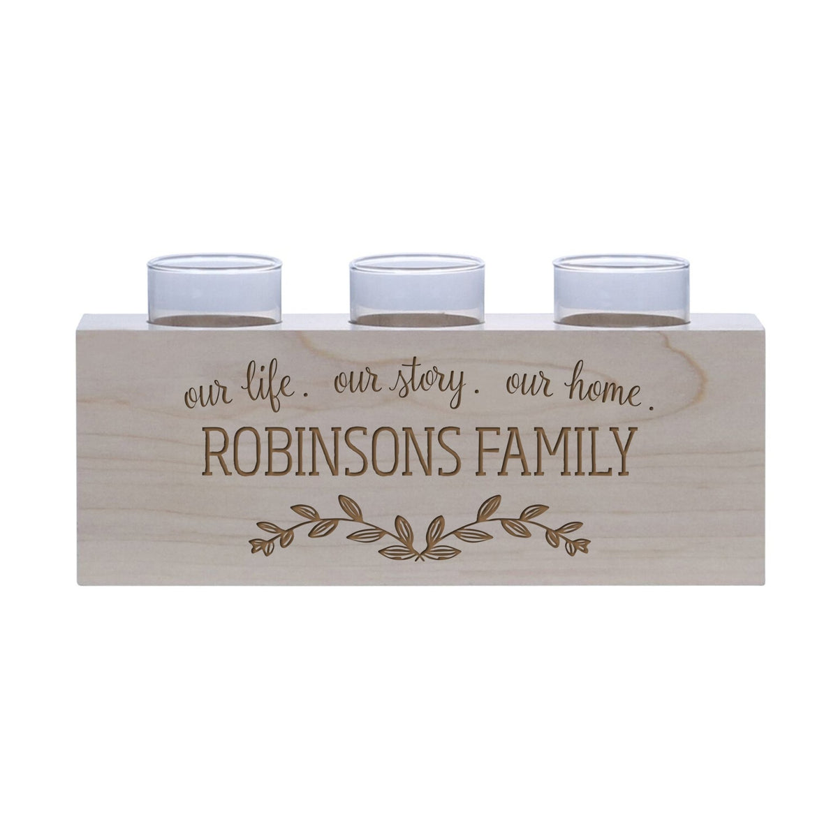 Personalized Handcrafted Maple Candle Holder - Our Story - LifeSong Milestones