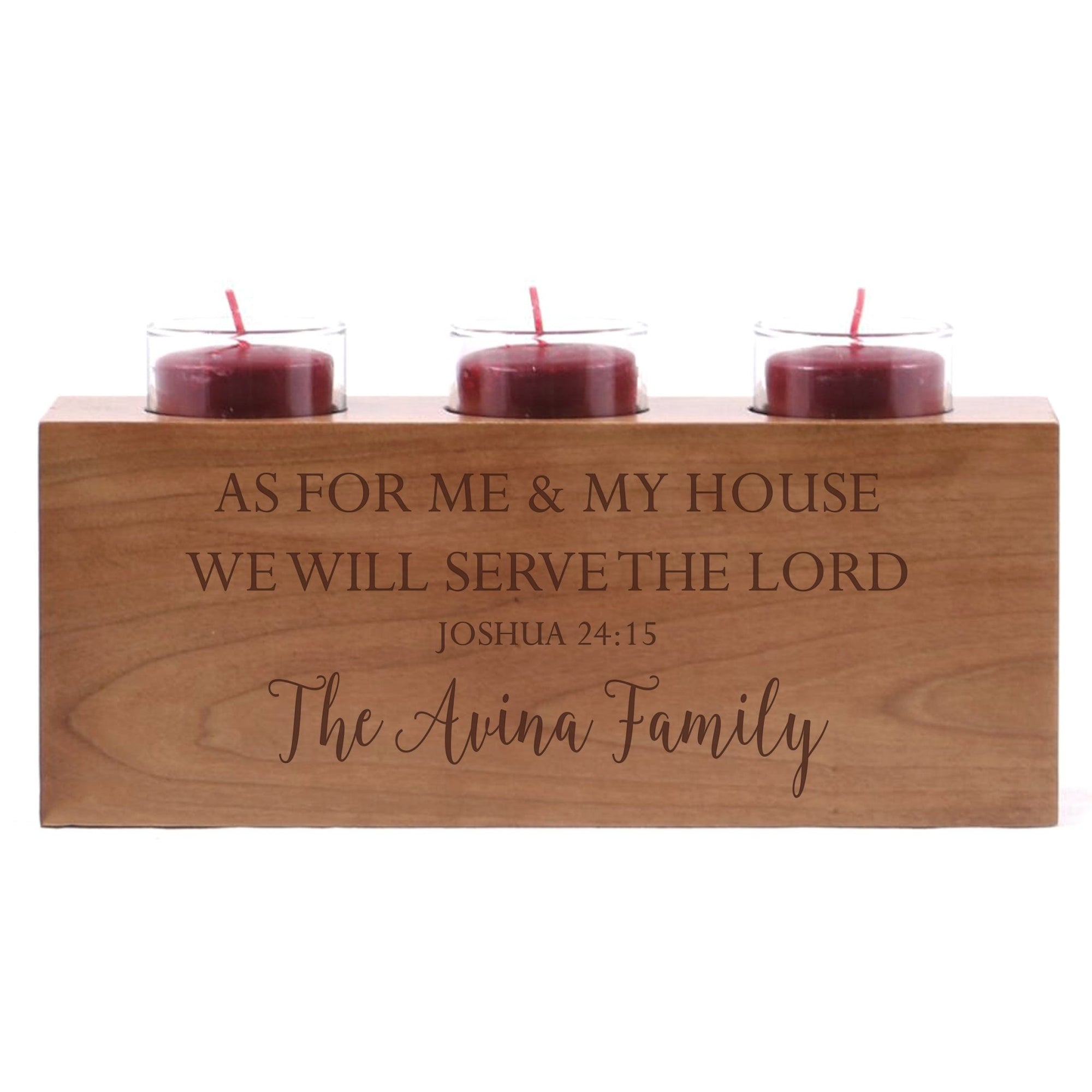 Personalized Handcrafted Scriptural Cherry Candle Holder - As For Me - LifeSong Milestones
