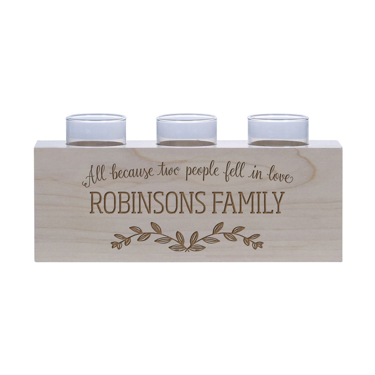 Personalized Handcrafted Scriptural Maple Candle Holder - All Because - LifeSong Milestones
